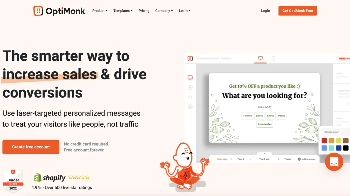 OptiMonk popup builder