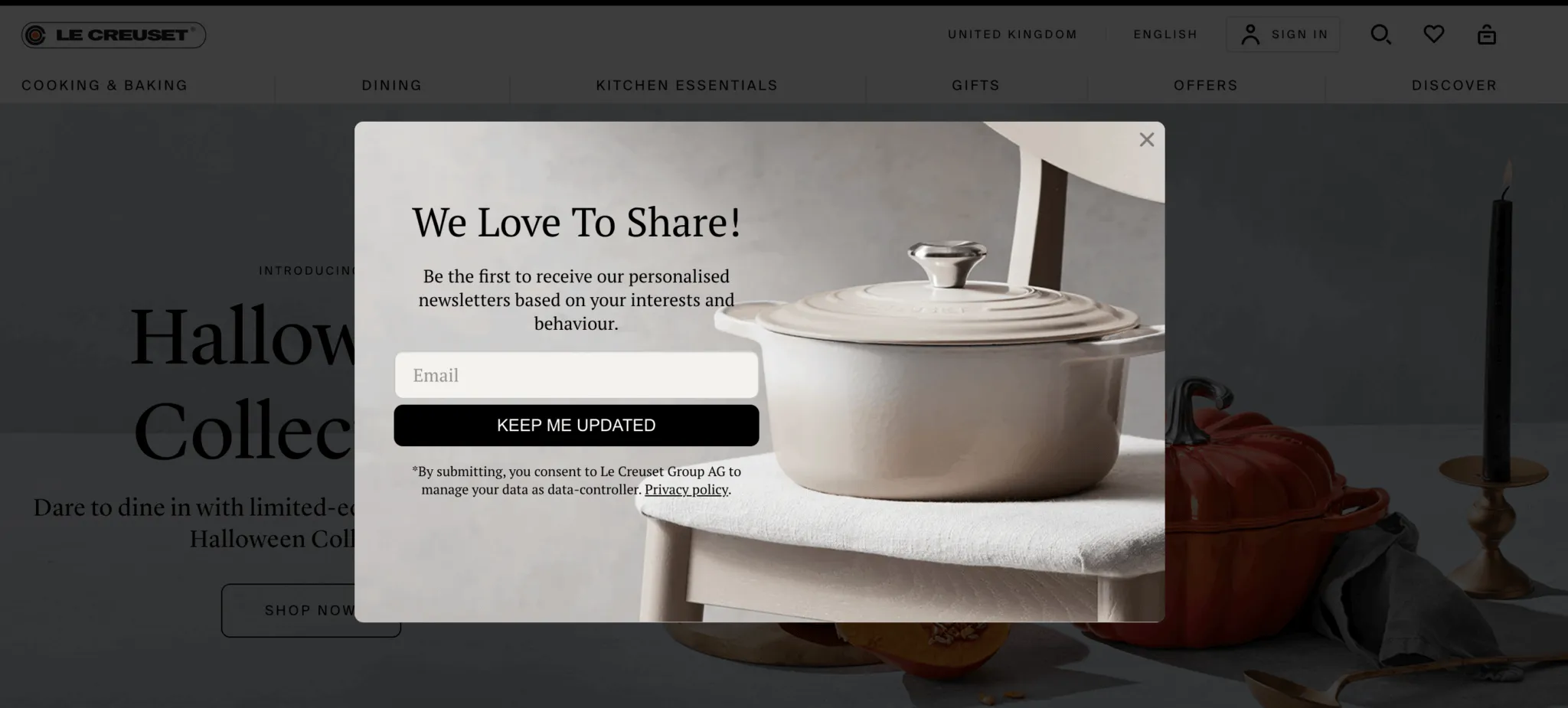 newsletter signup for email capture