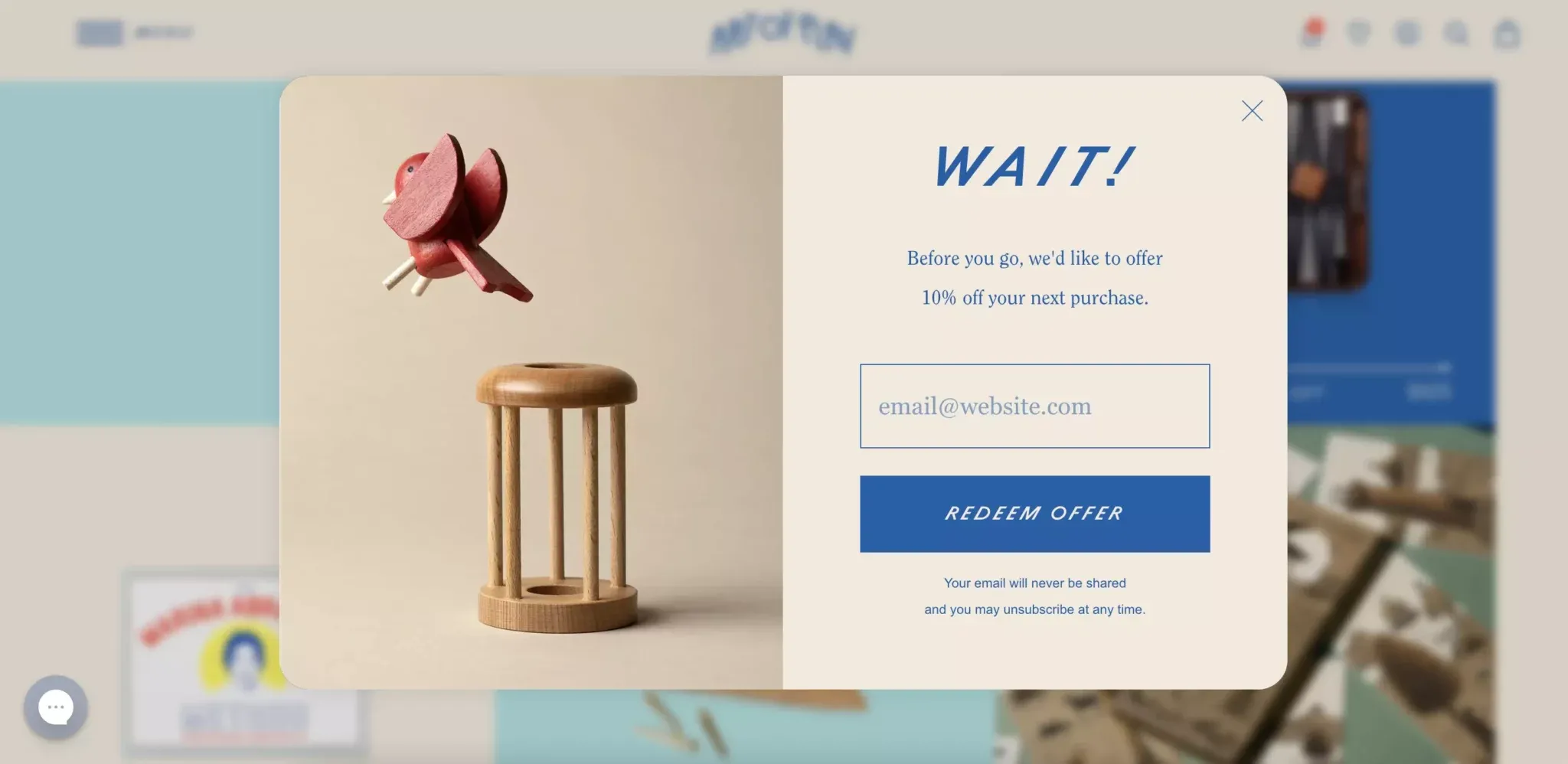 exit popup to collect emails