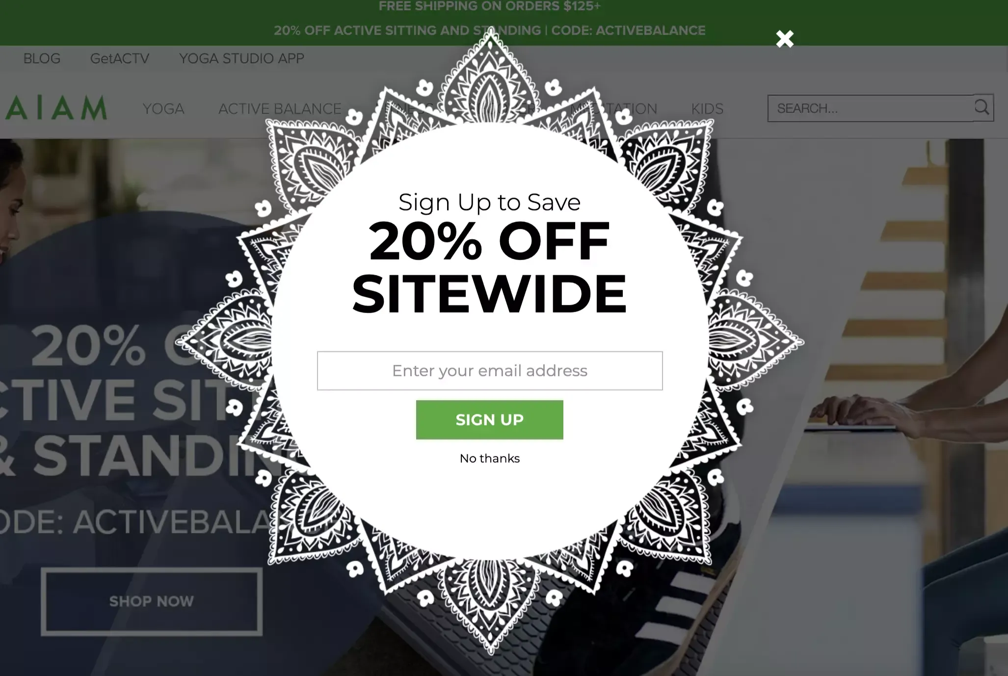 email sign up popup example