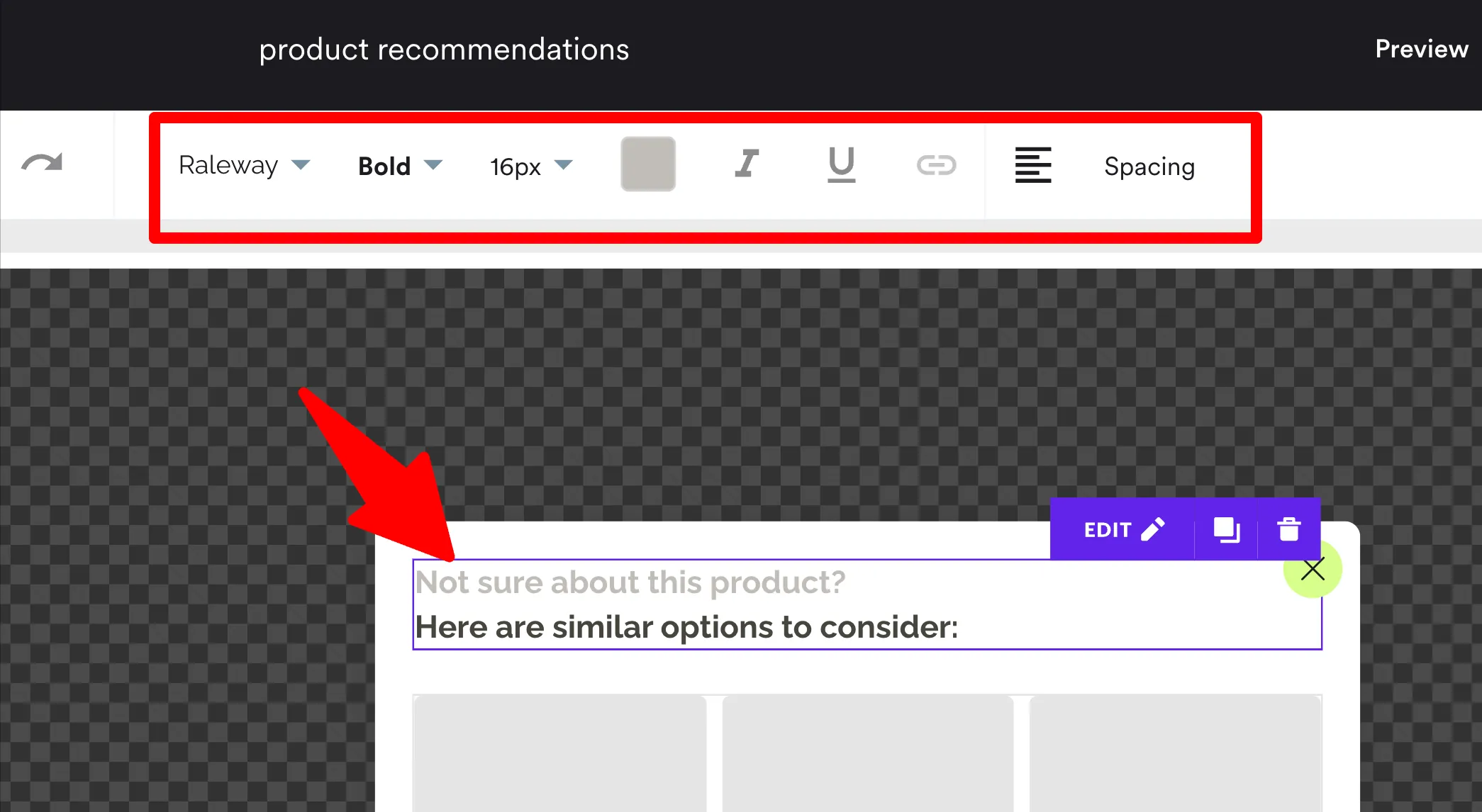 customizing the headline of the recommendation campaign