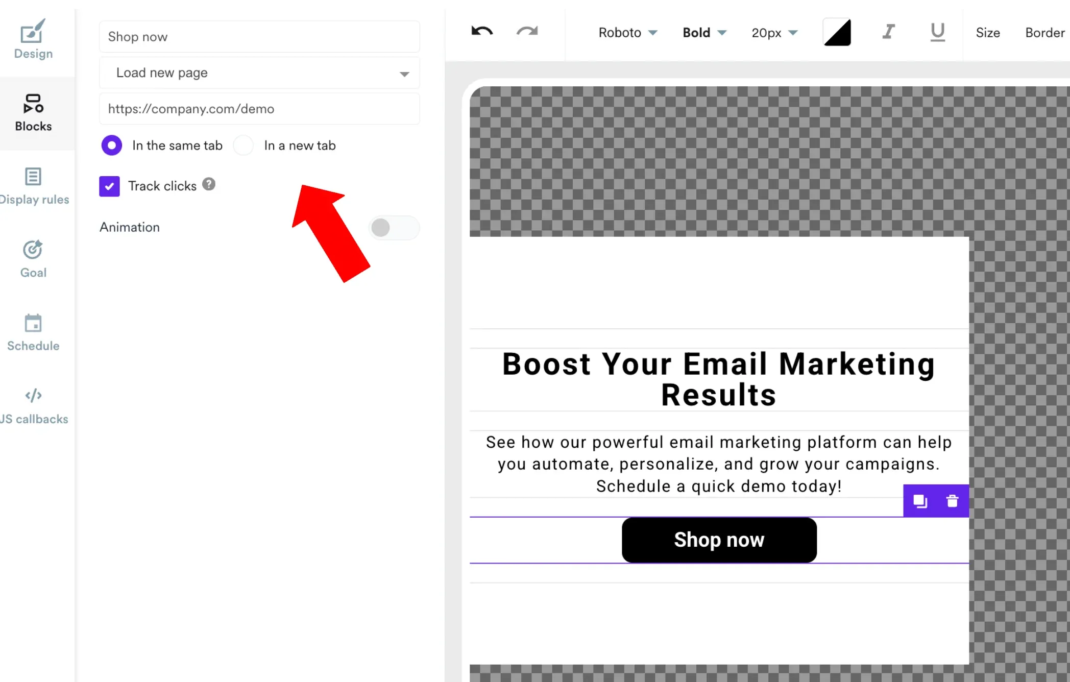 adjusting button links