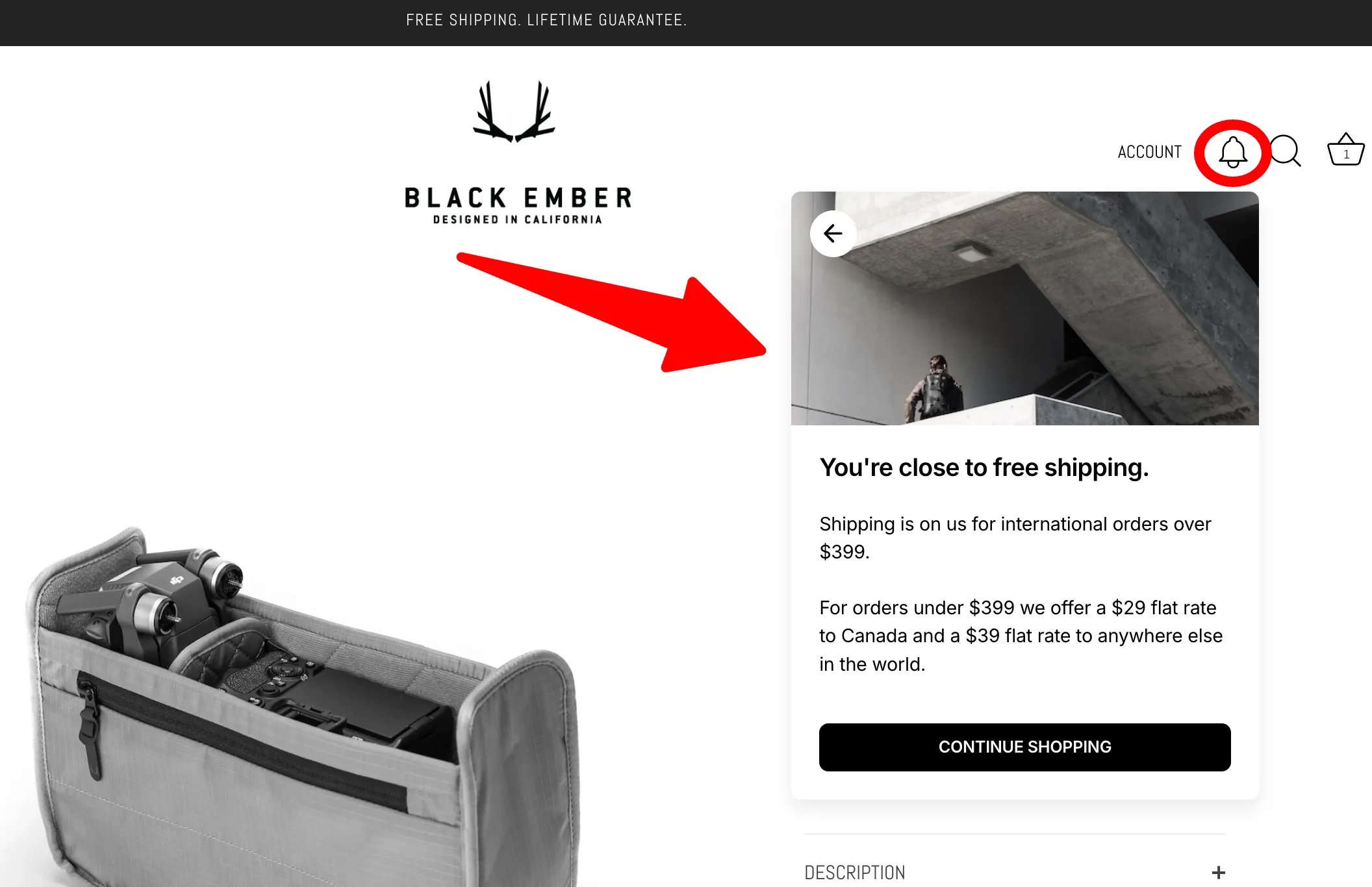 free shipping threshold message