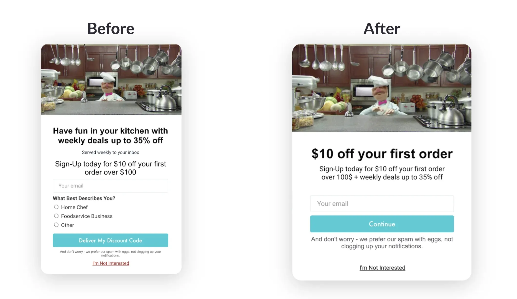 popup designed by an expert comparison
