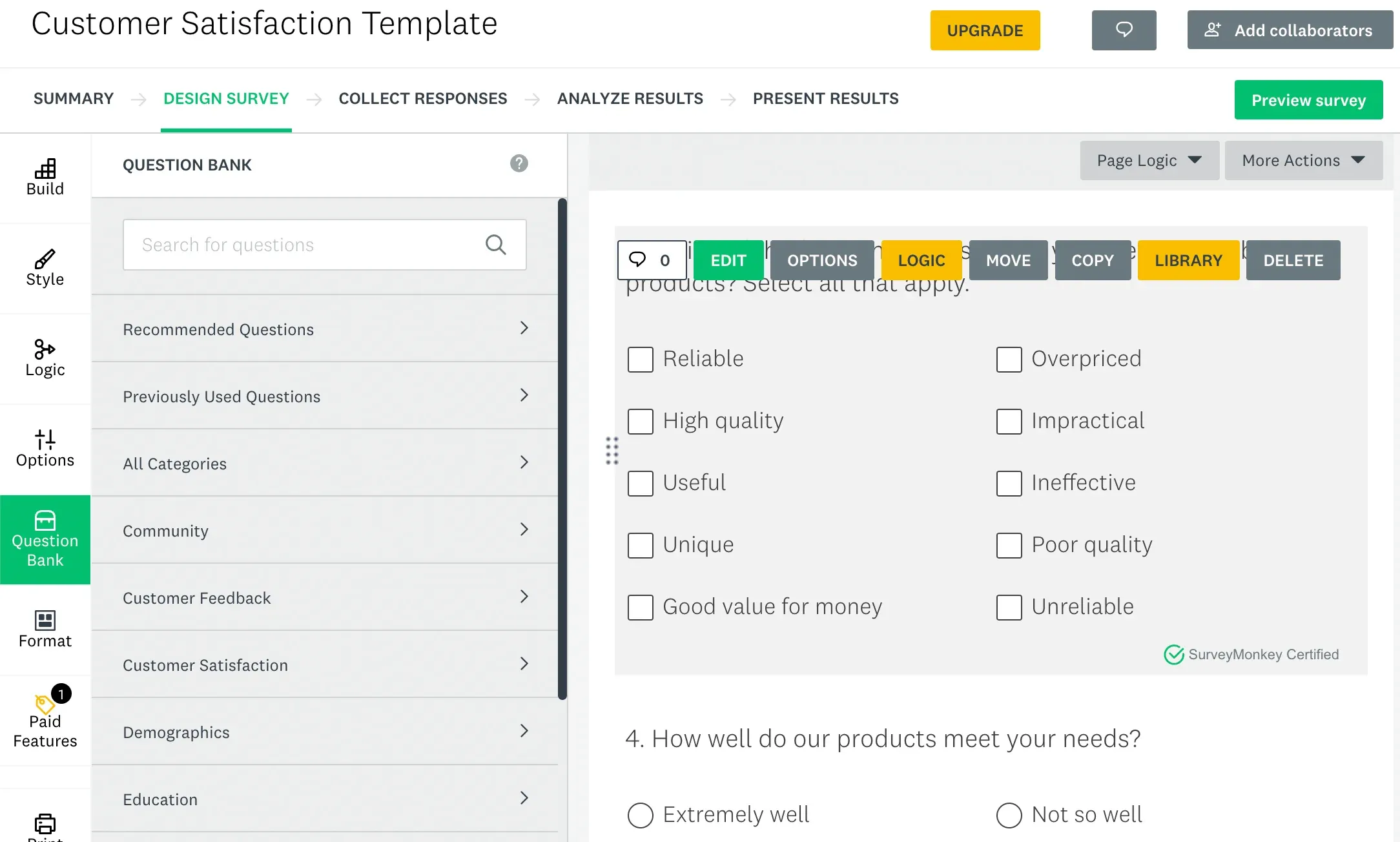 customer satisfaction template editing