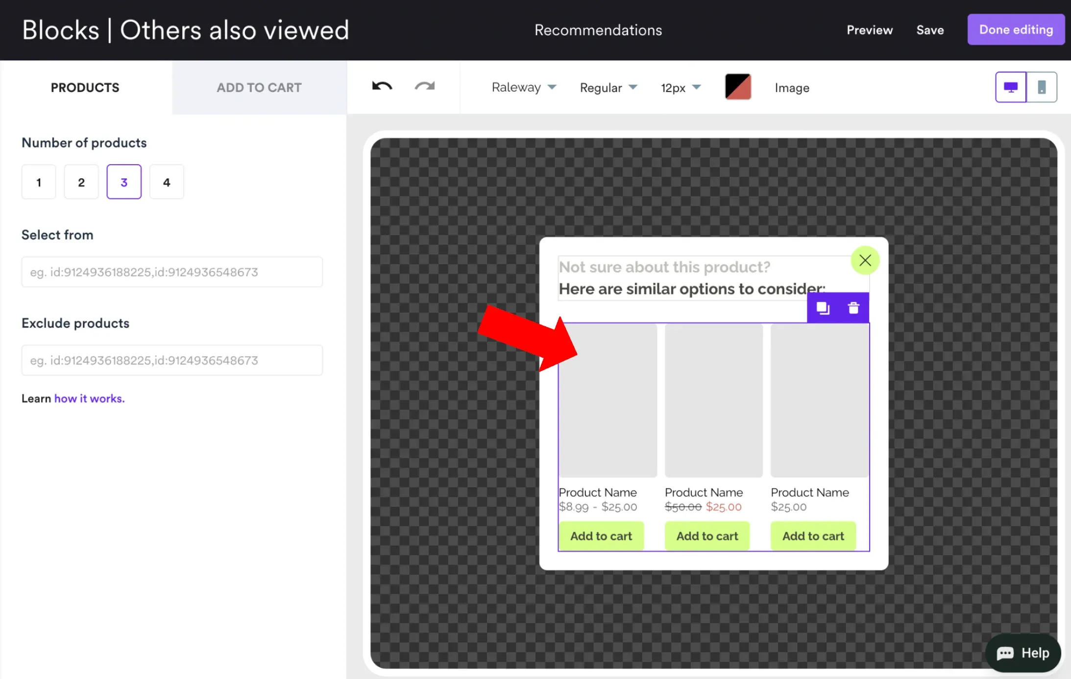 similar products section inside template