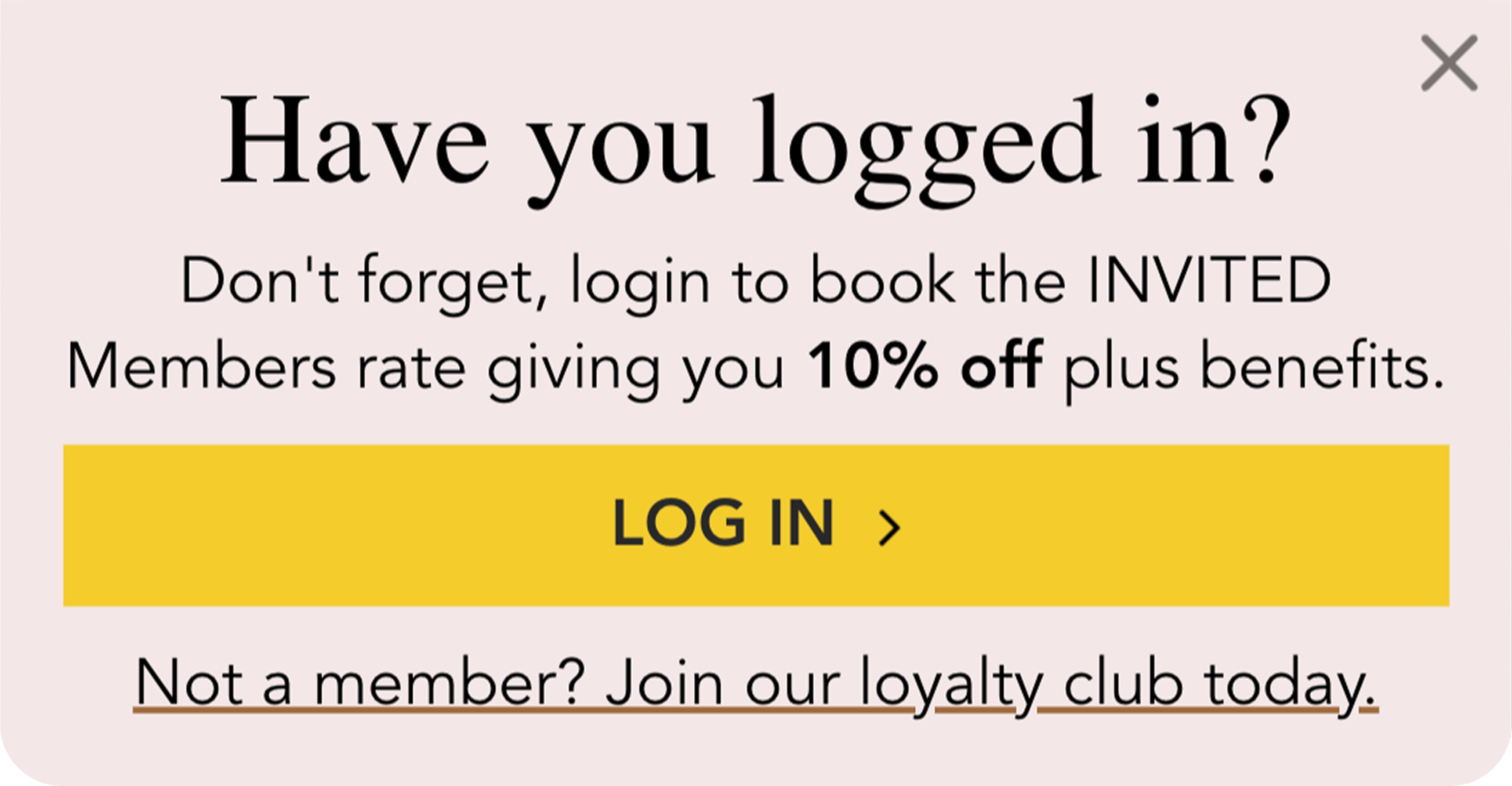 SLH loyalty popup