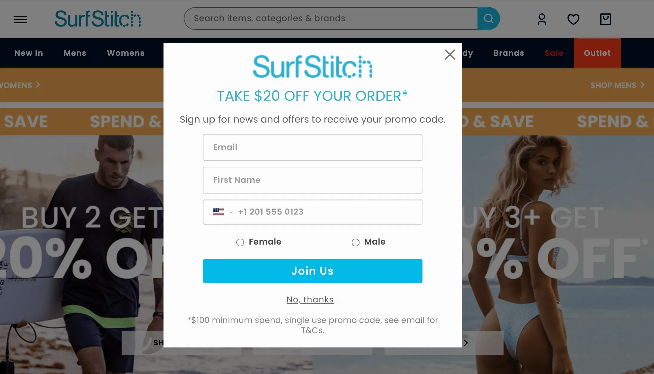 example of popup discount campaign