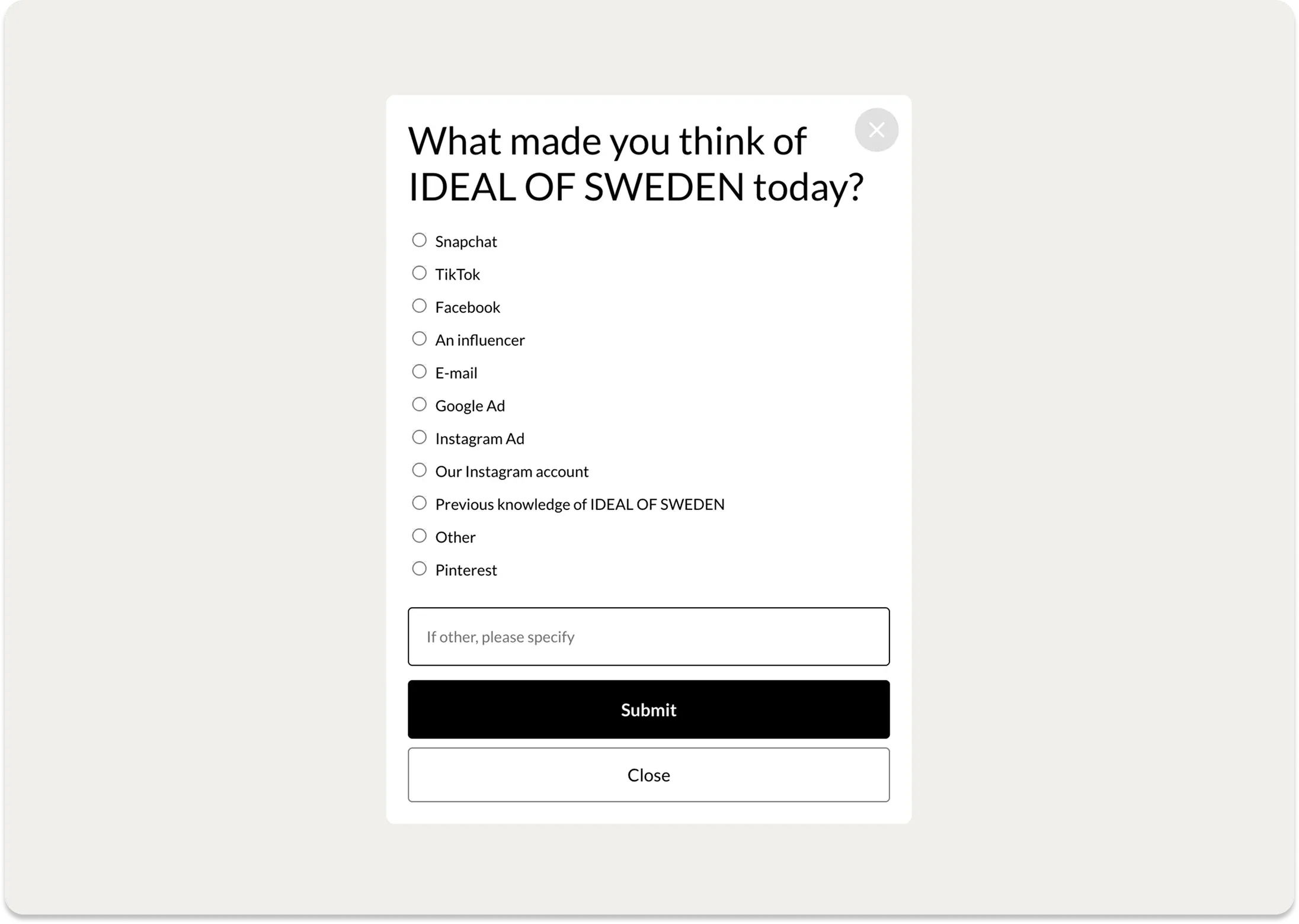 survey popup