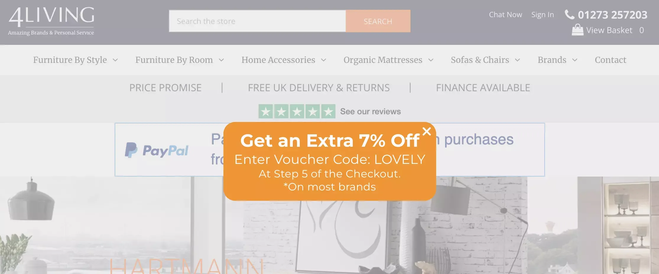 4living campaign made with wisepops popup builder