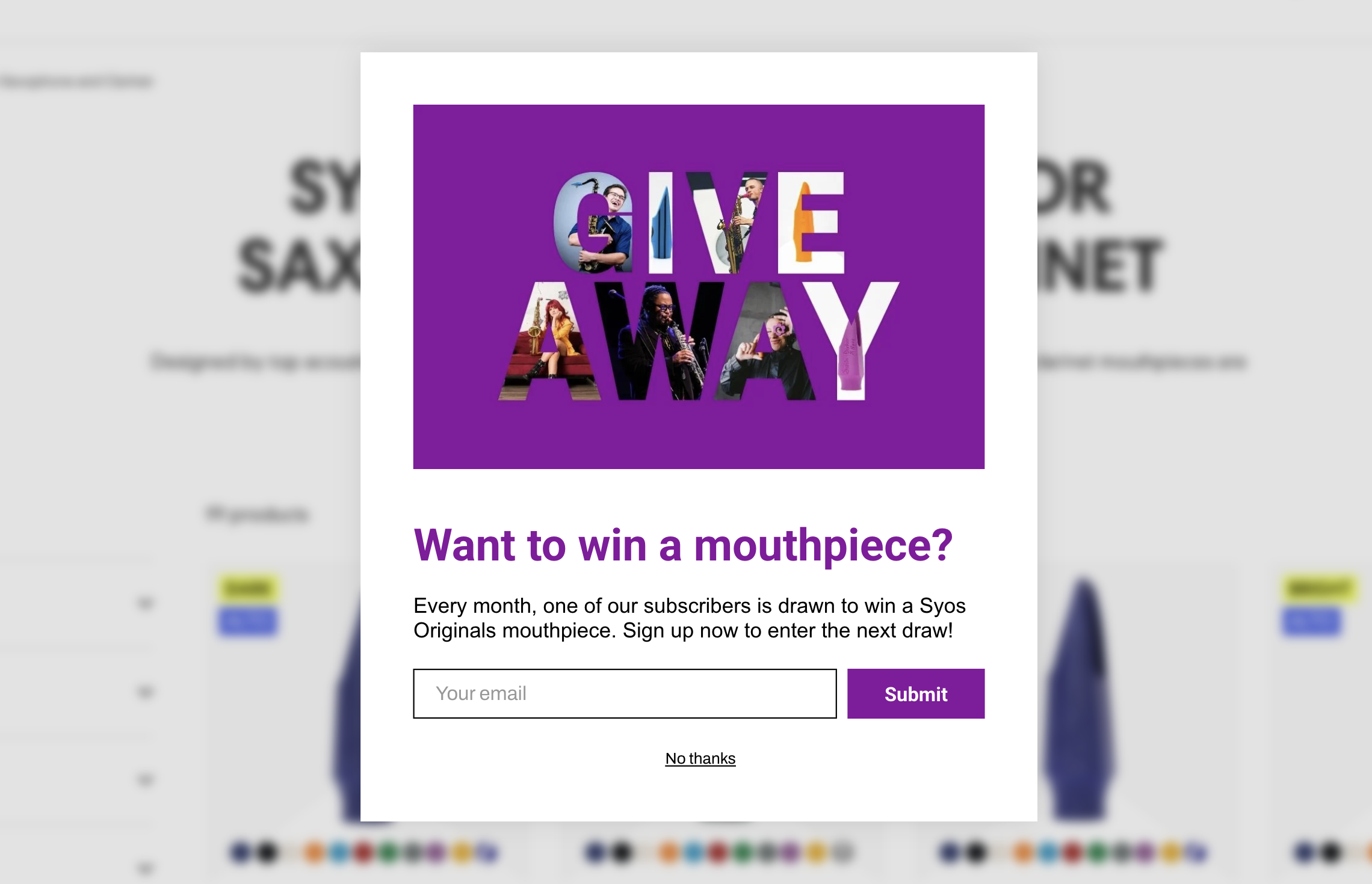 giveaway exit popup