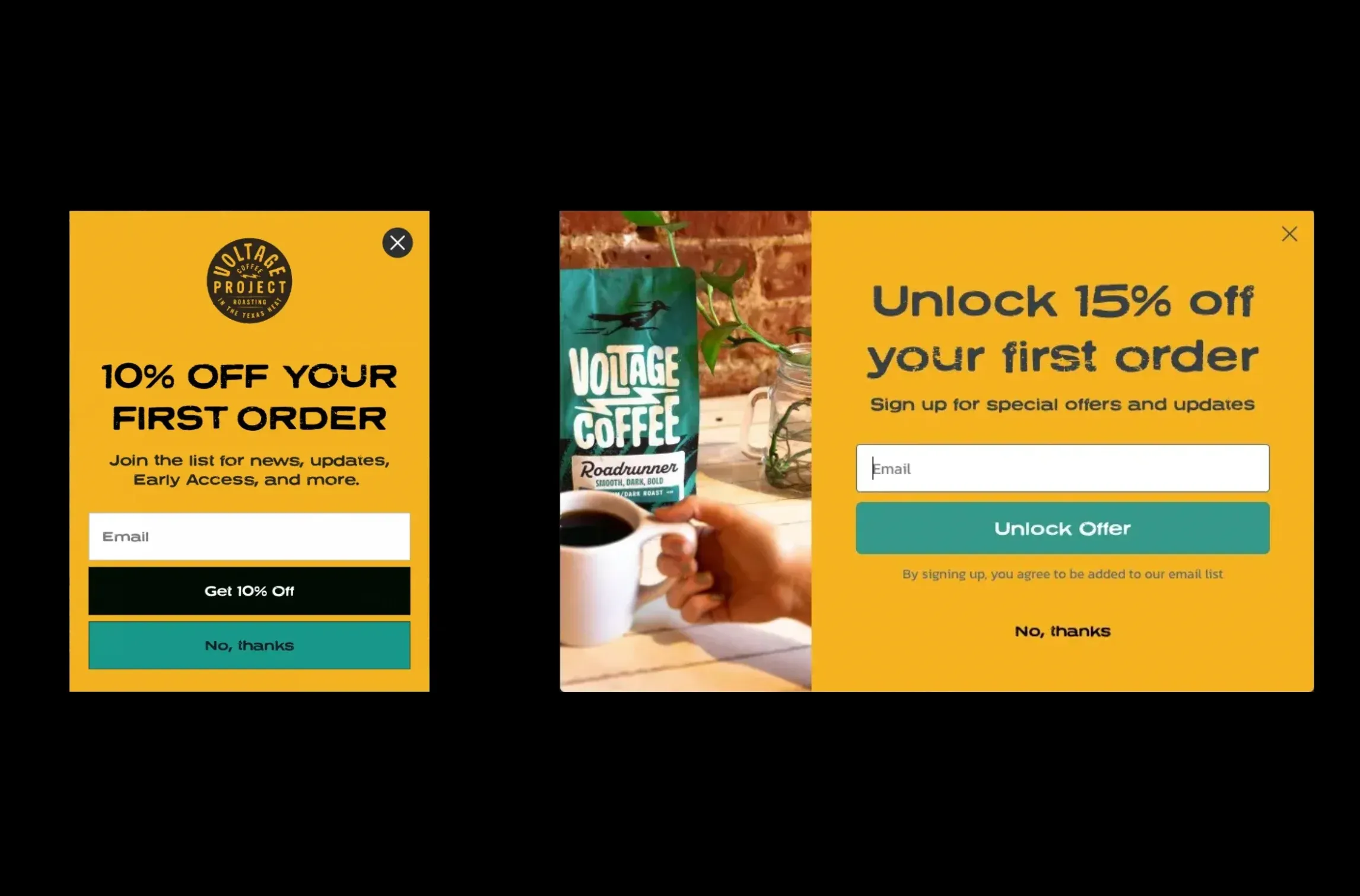 two versions of lead generation campaign for ab testing