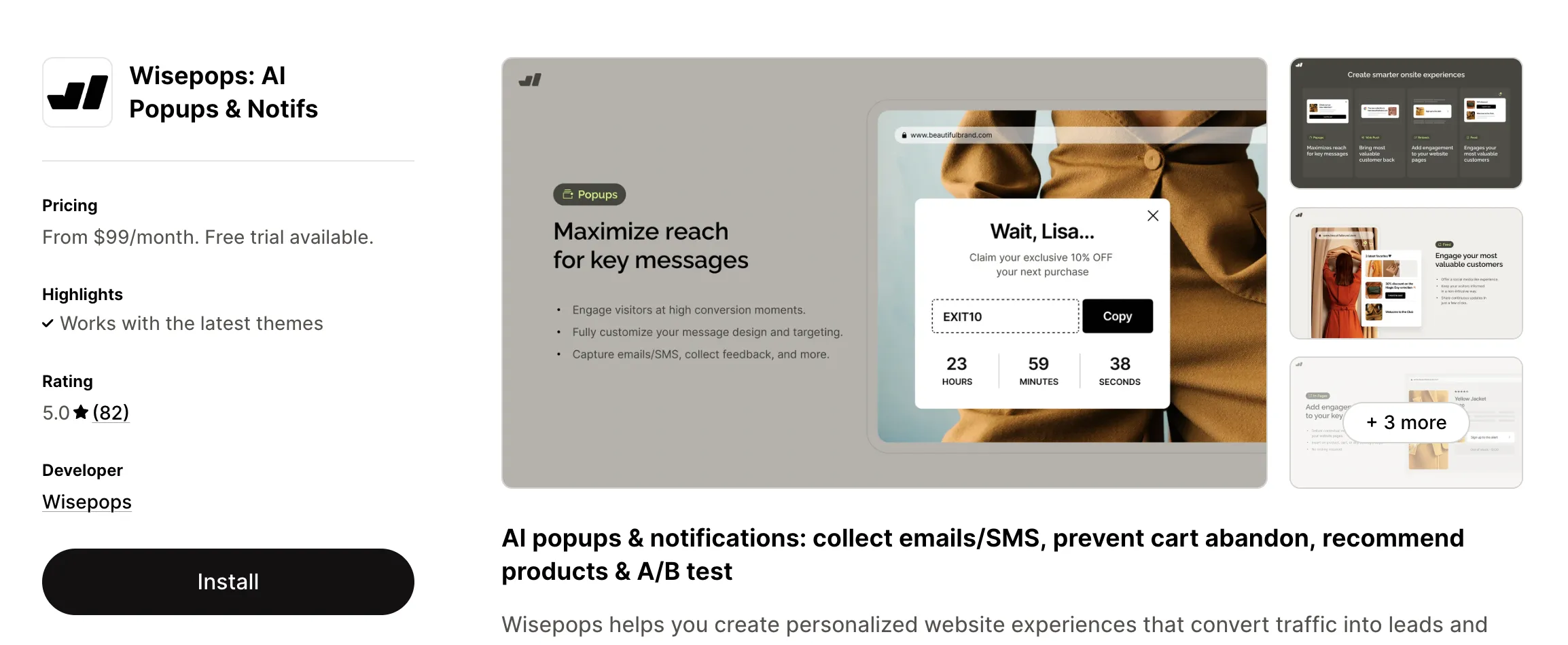 wisepops shopify app store