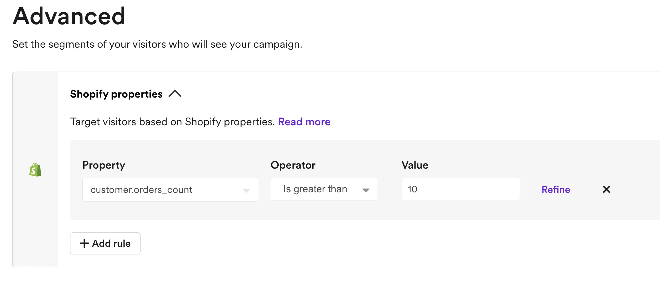 campaign settings for discount