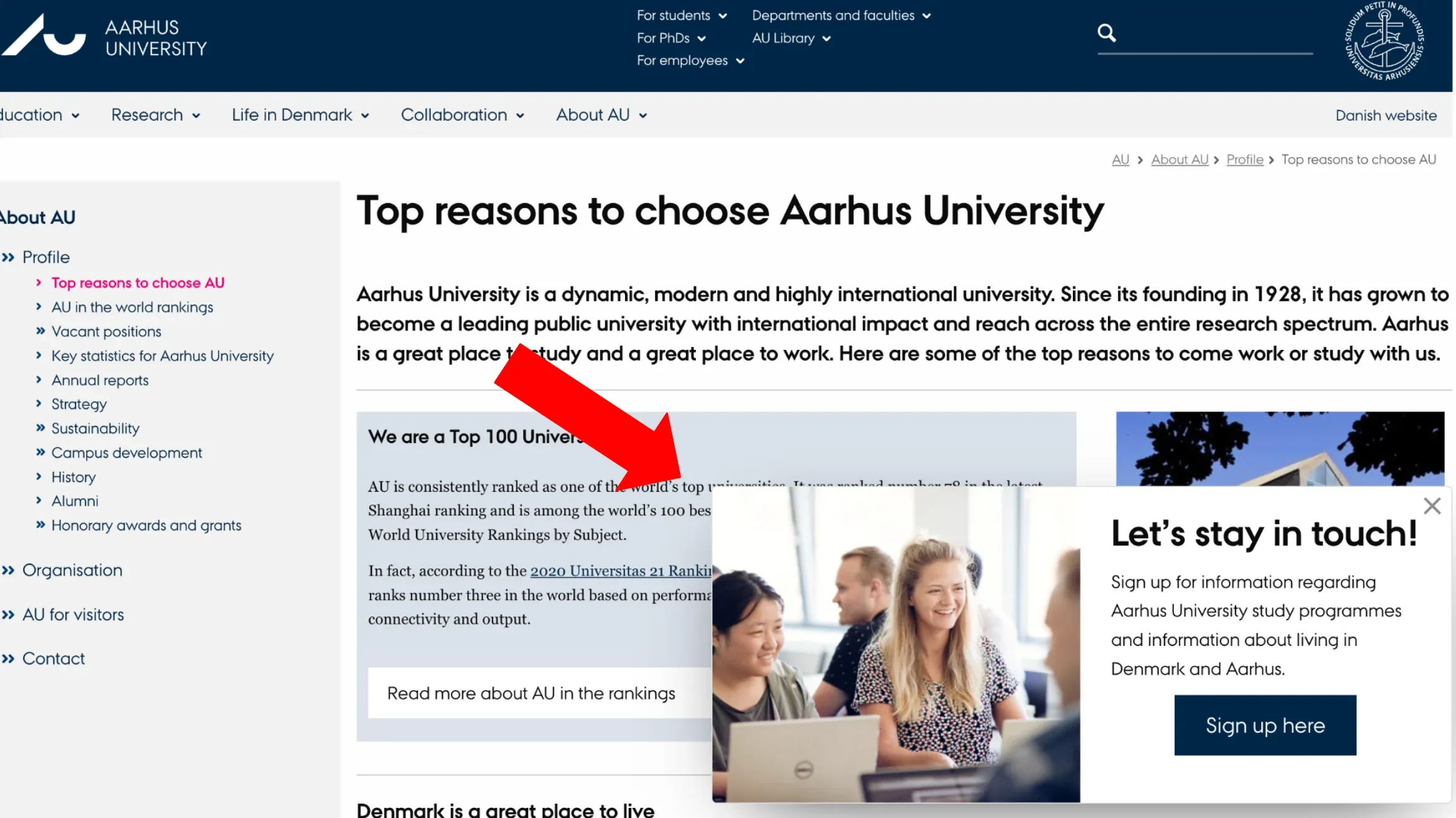 newsletter signup campaign Aarhus university