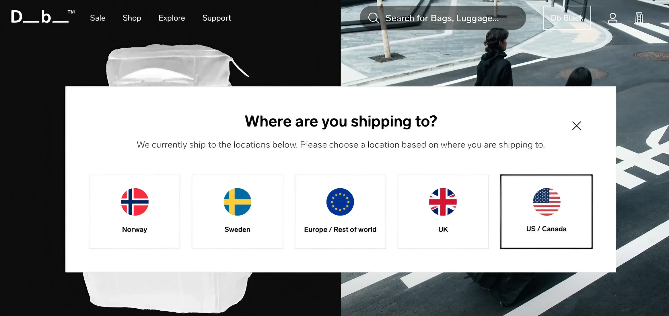 shipping country question on a website