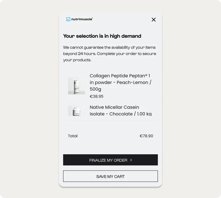 Wisepops AI cart recovery message