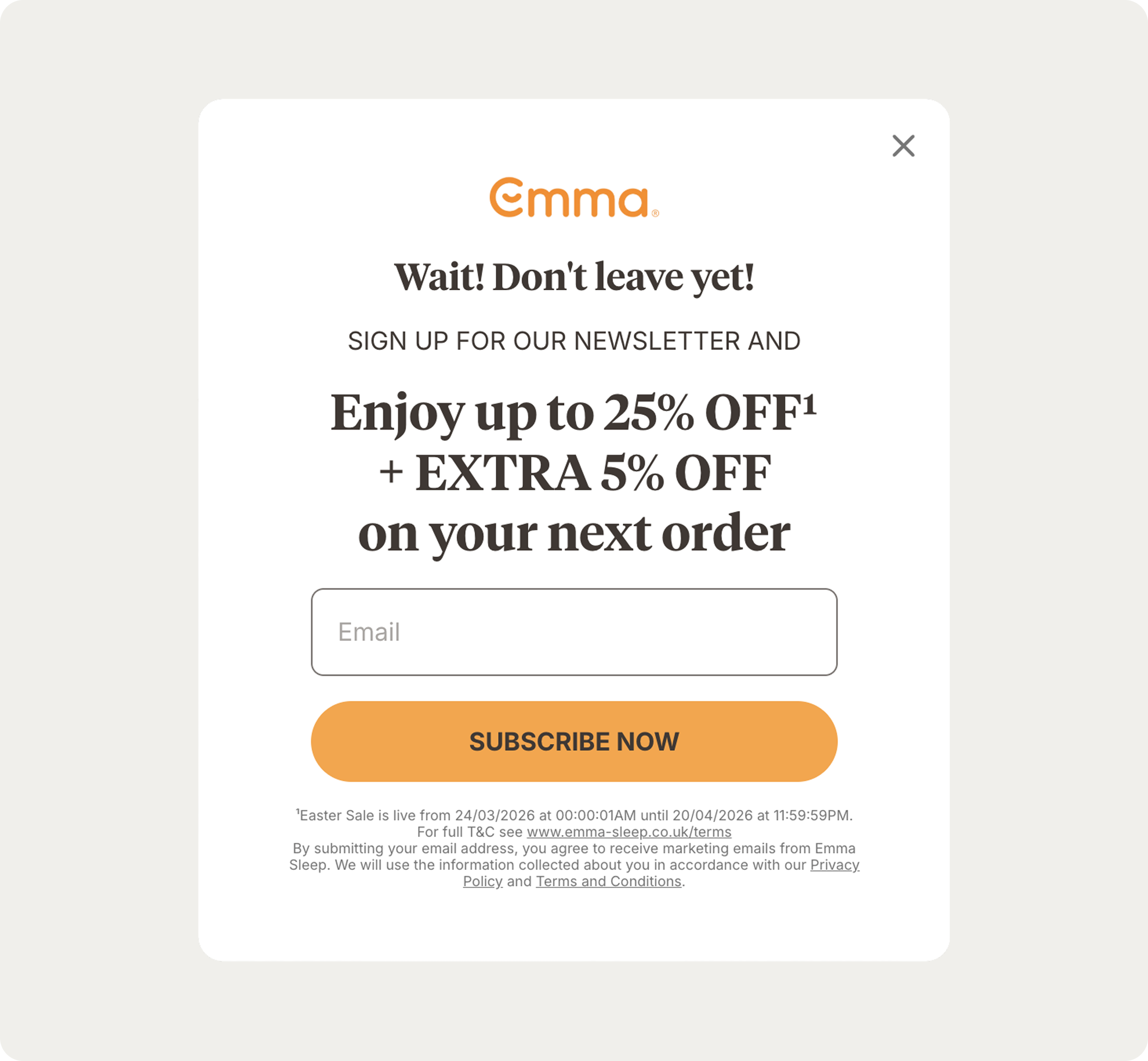 exit popup emma sleep