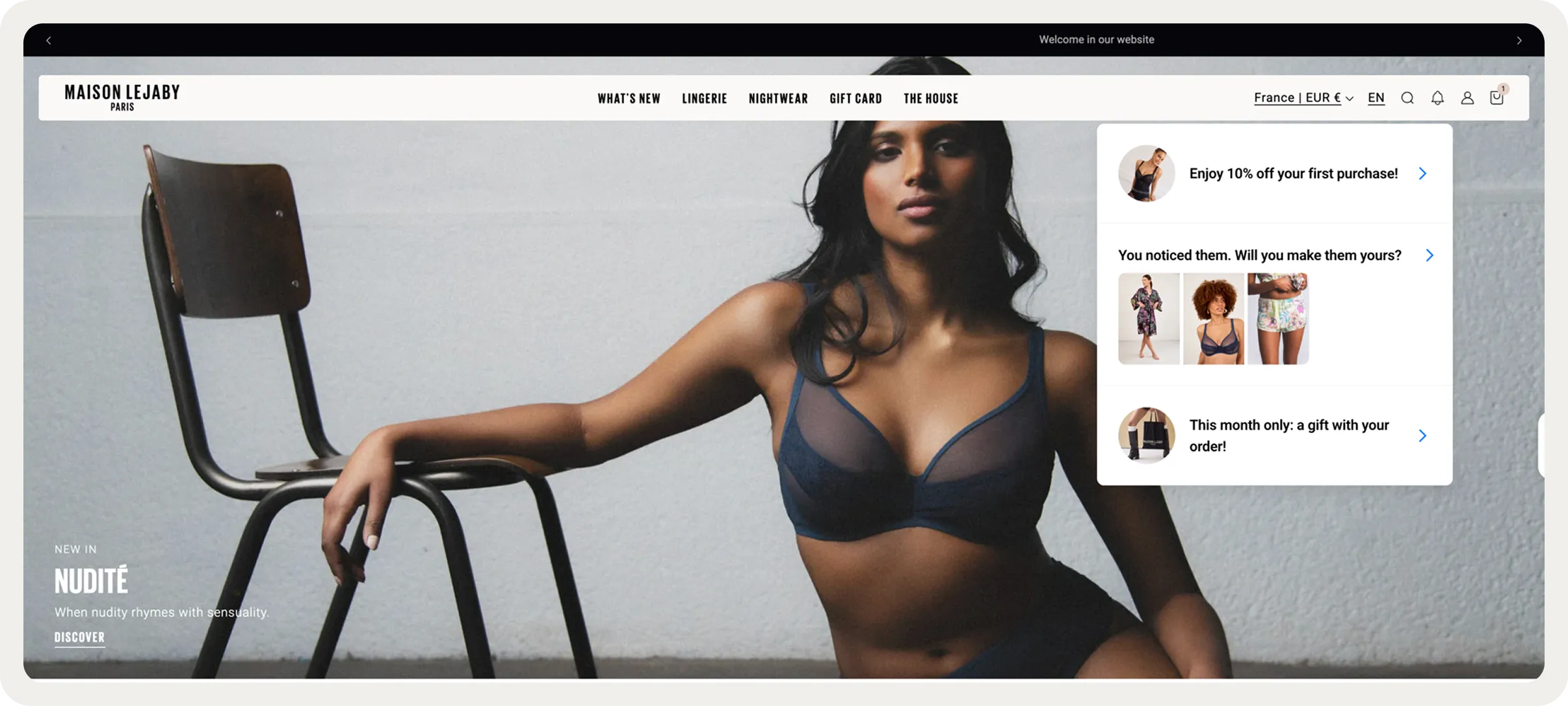 Maison Lejaby onsite feed with product recommendations