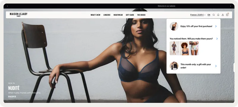 Maison Lejaby AI-driven onsite feed with product recommendations