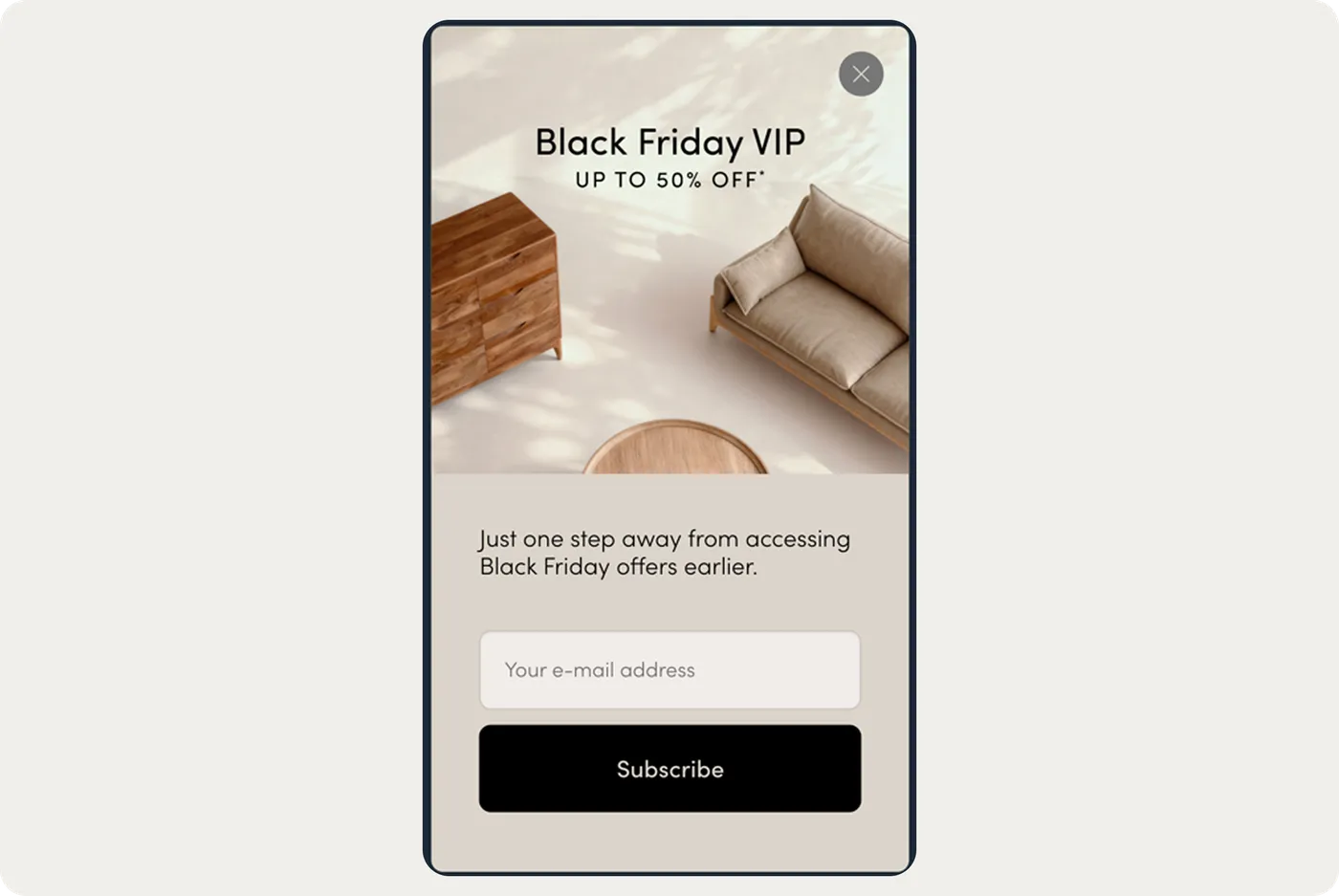 Tikamoon first-purchase discount popup