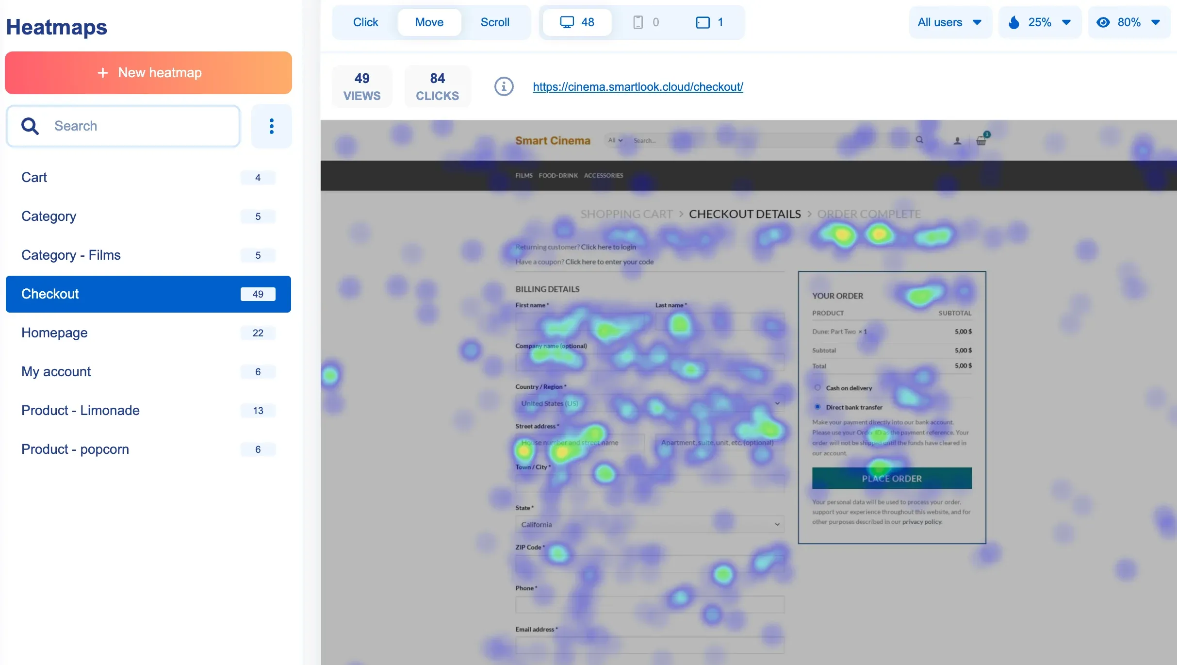 heatmaps on checkout