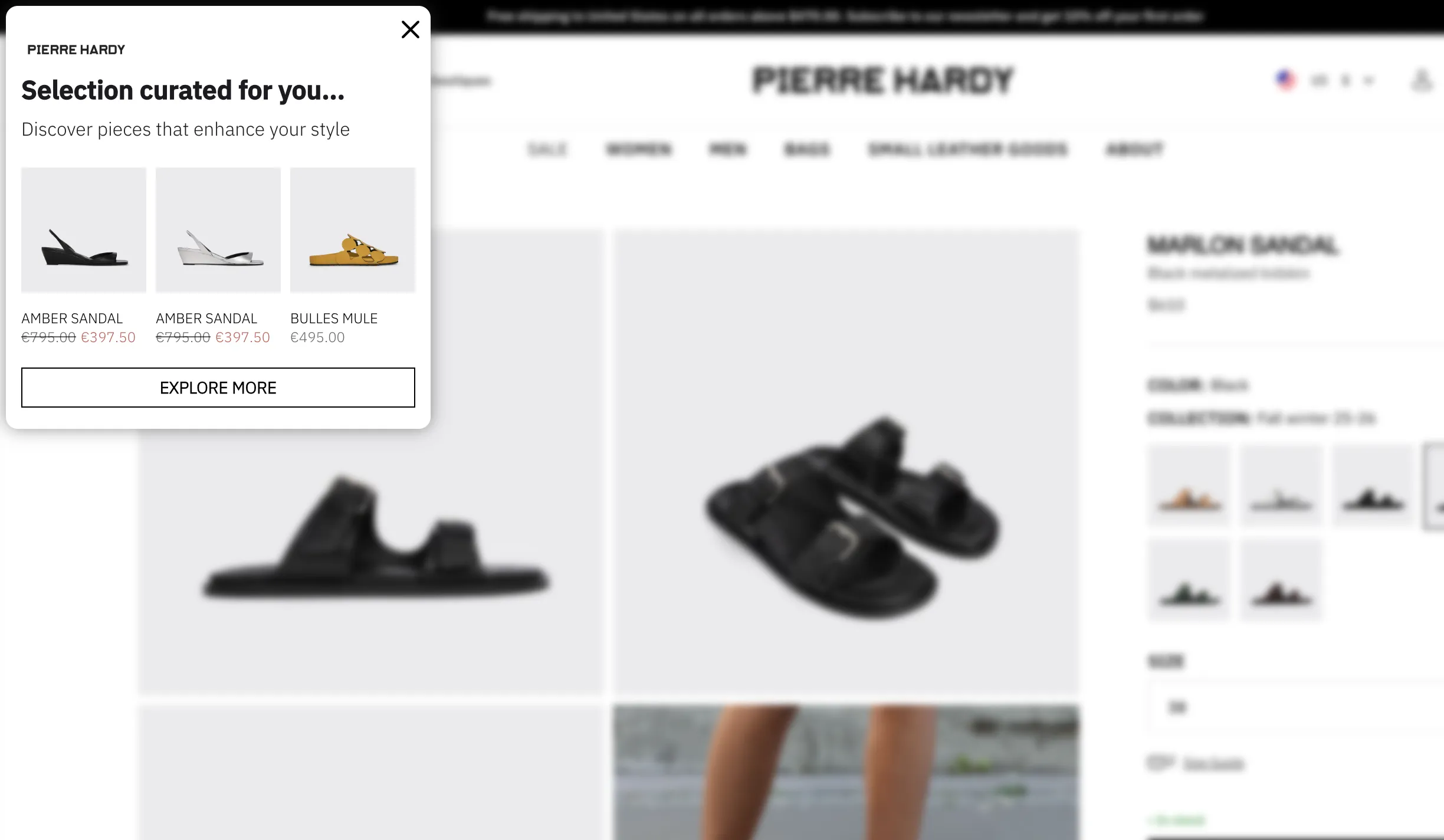 Wisepops AI product recommendations in a popup campaign