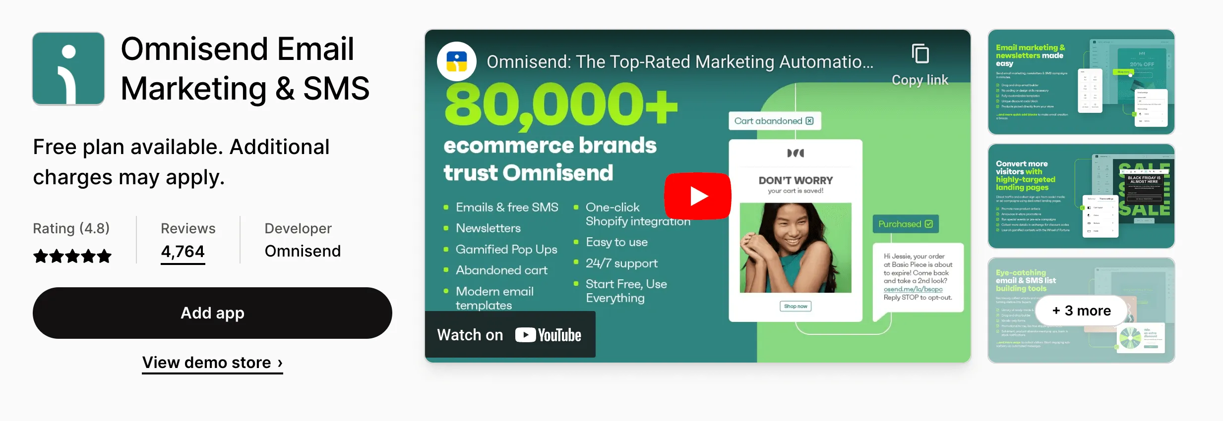 omnisend shopify store page
