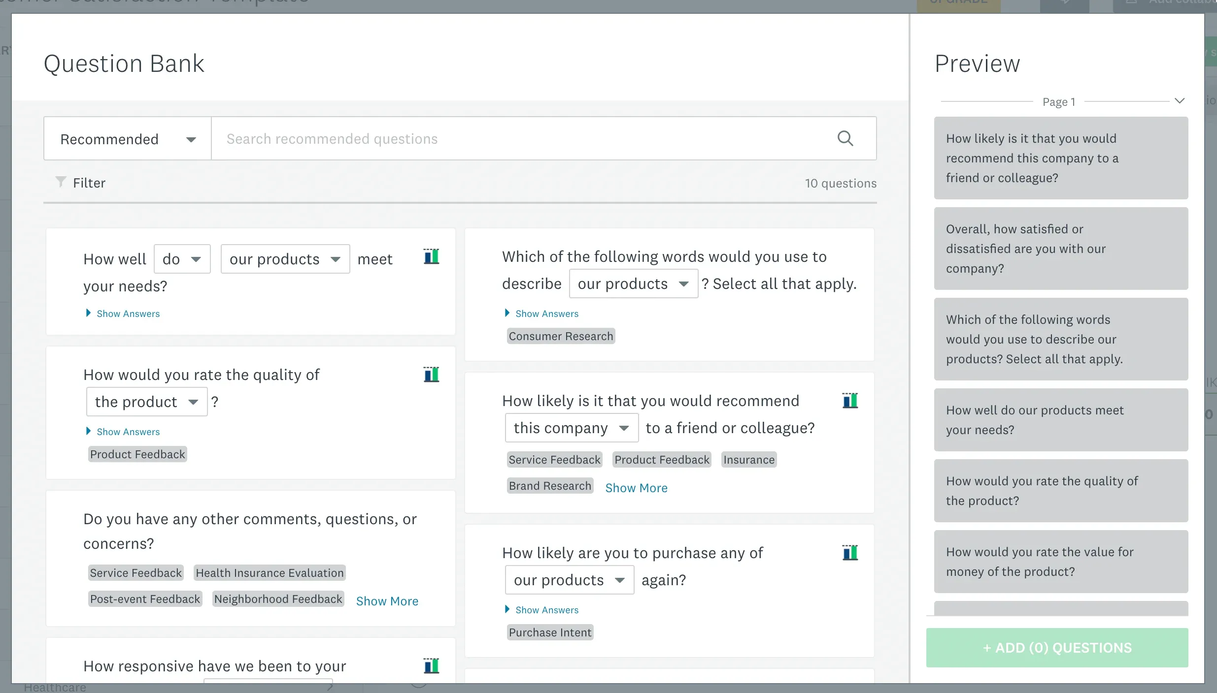 question bank for surveys