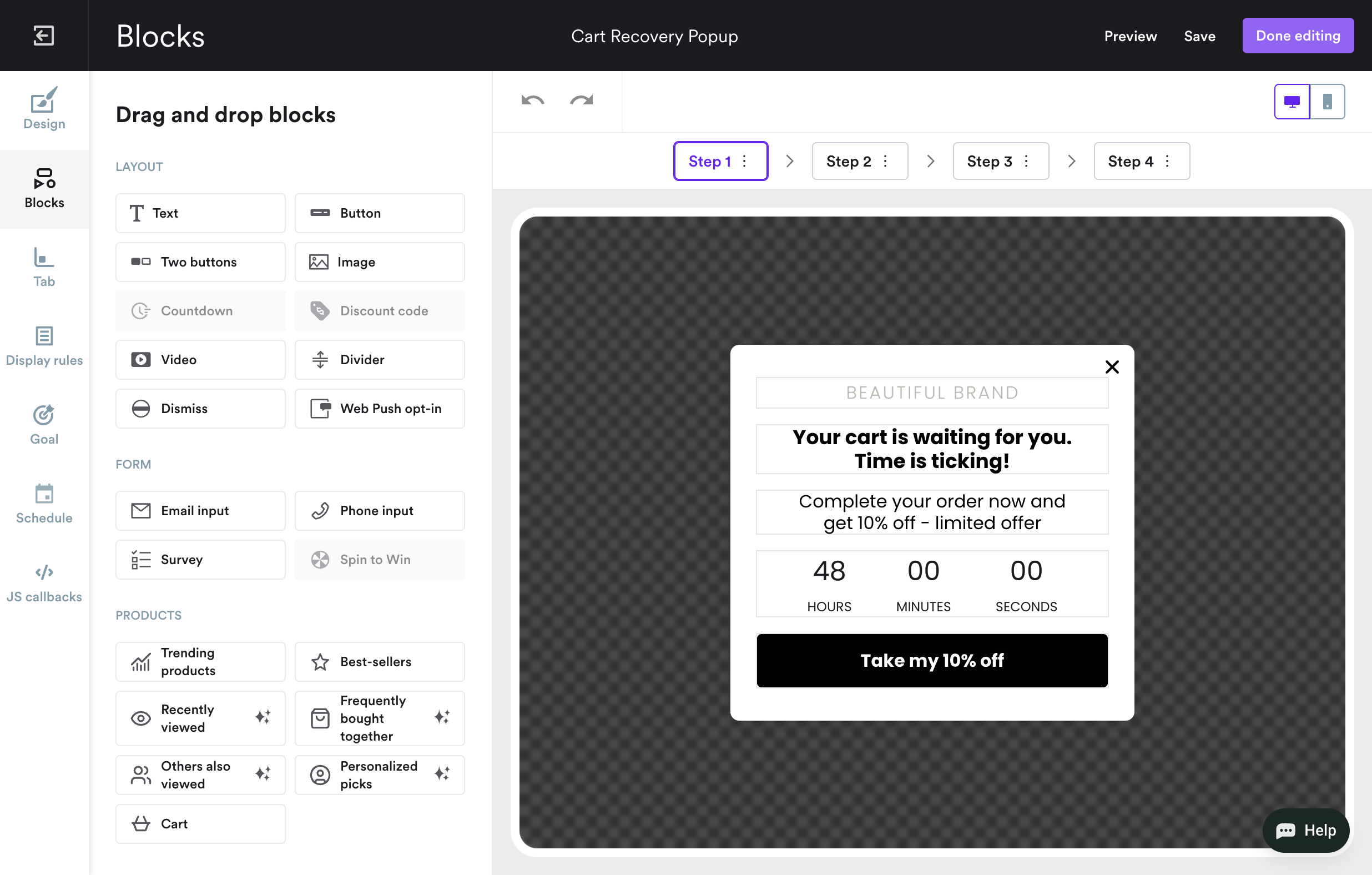 creating countdown timer popup