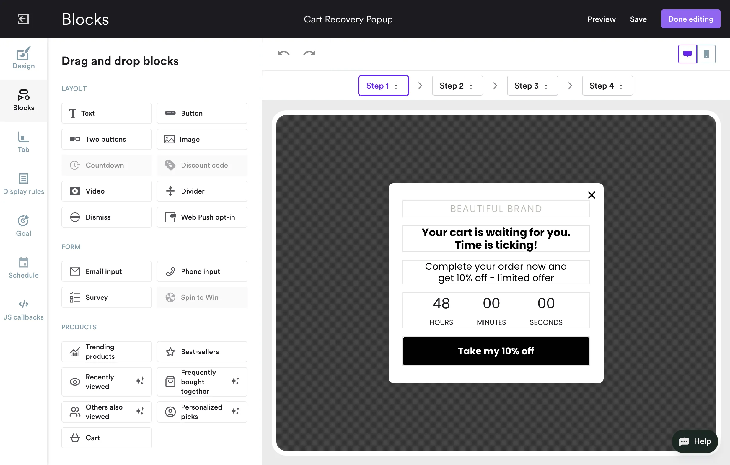 creating countdown timer popup