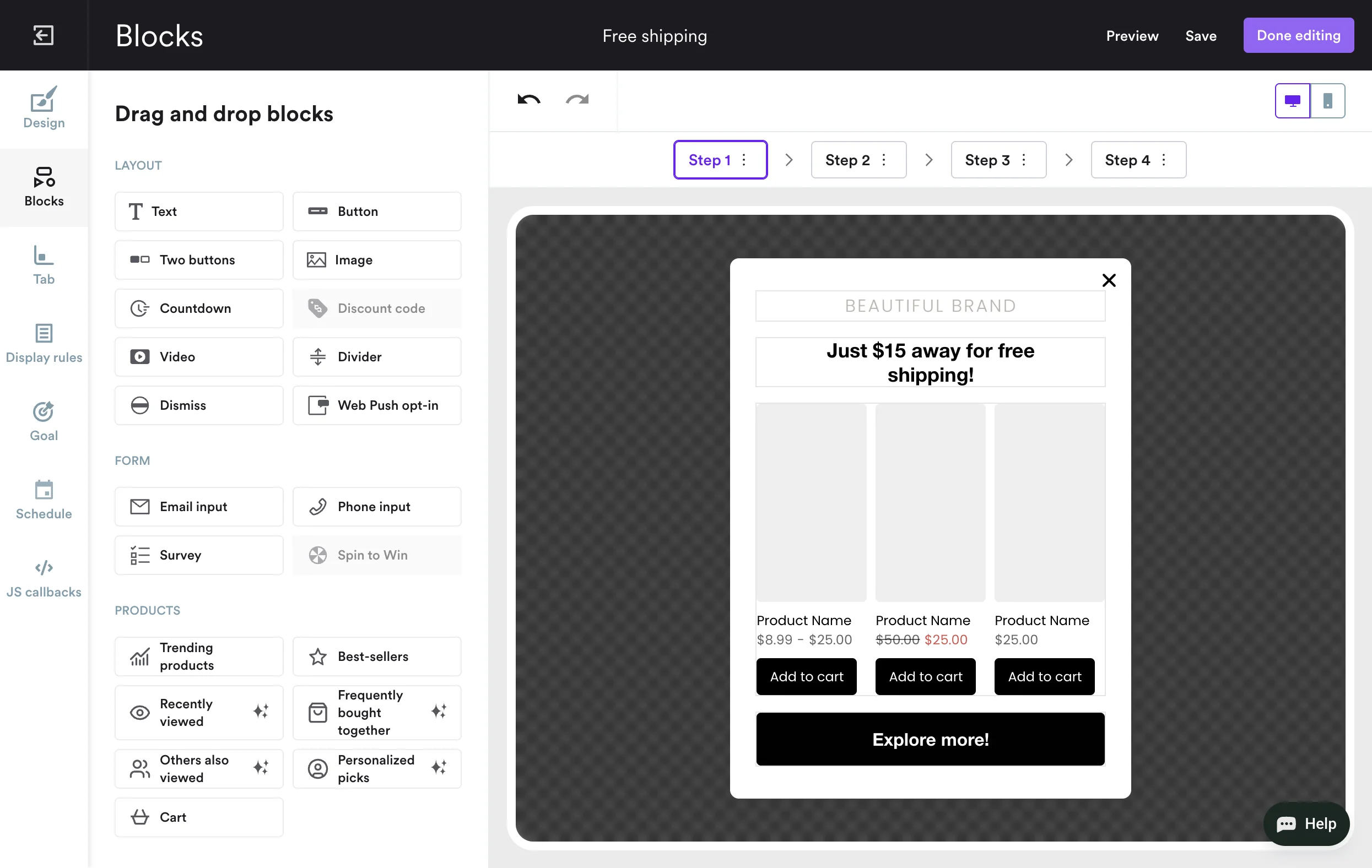 upsell and cross sell popup