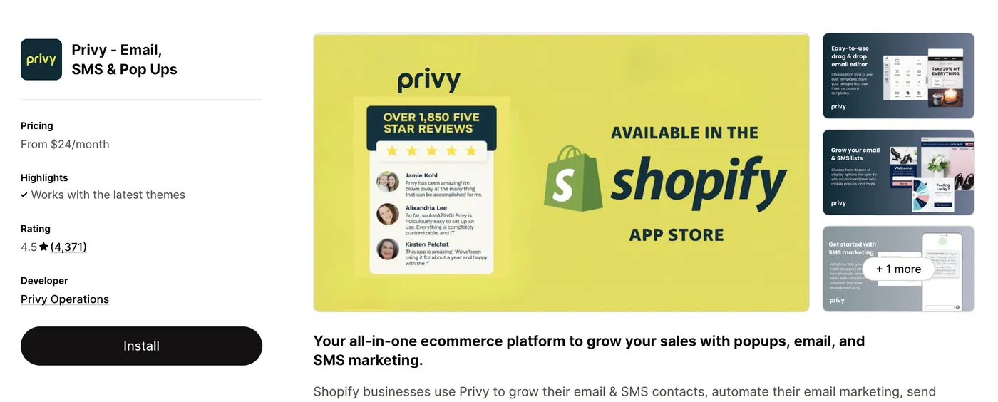 Privy on the Shopify App Store