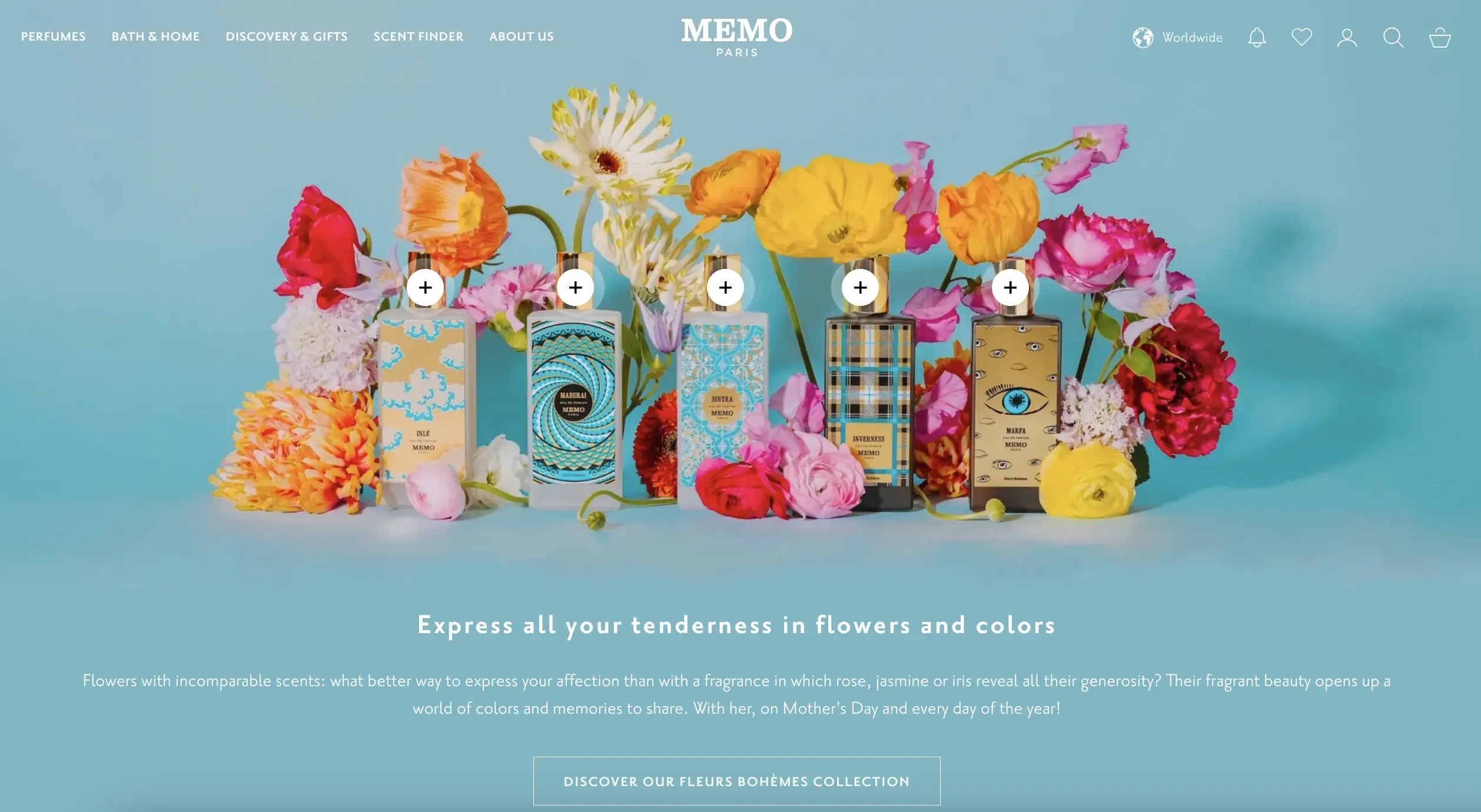 ecommerce homepage memo paris