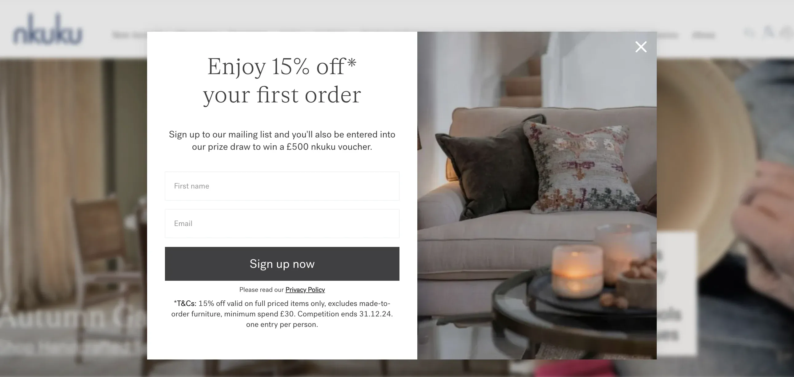 popup for new visitors
