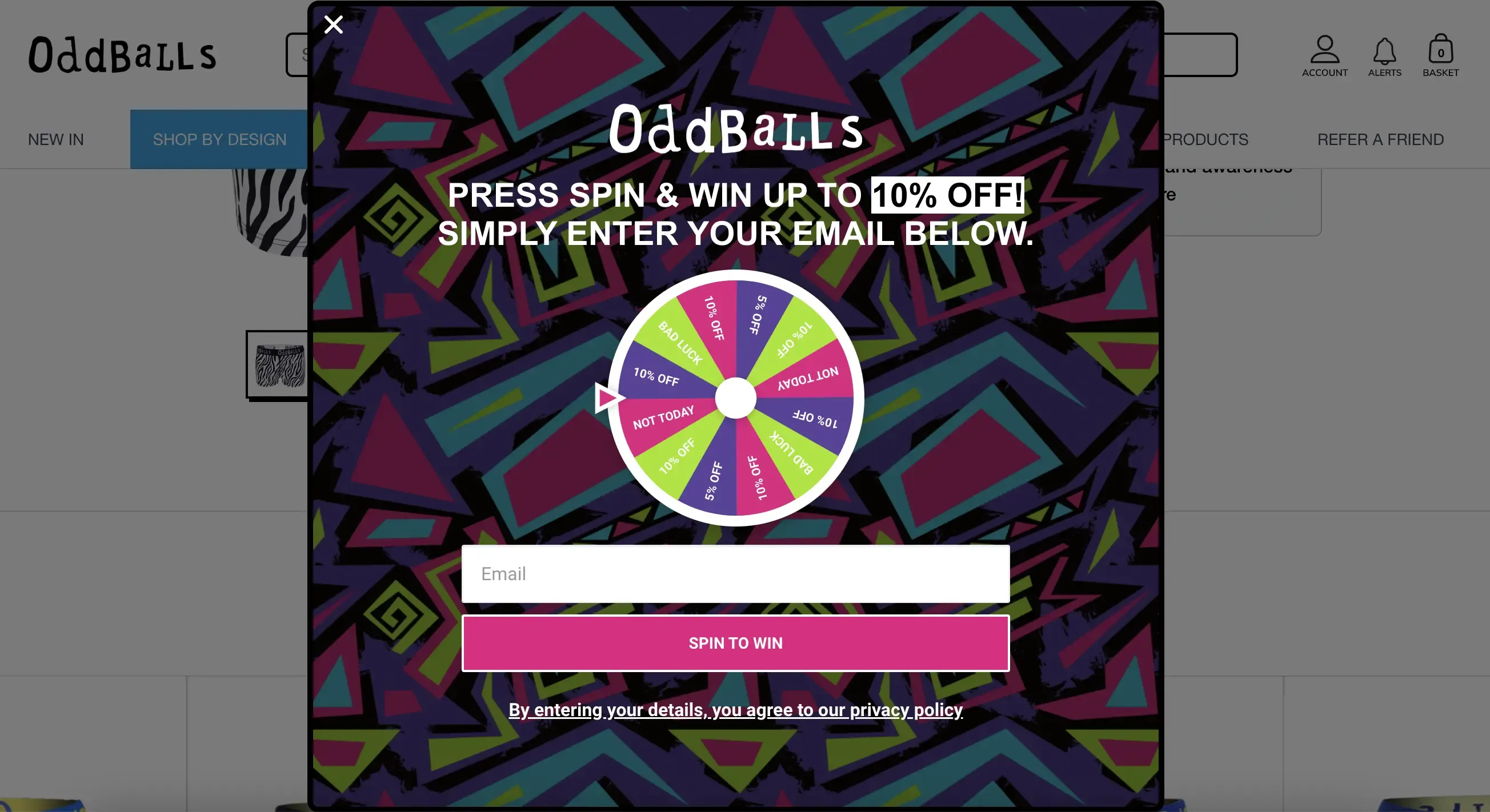 wheel popup example