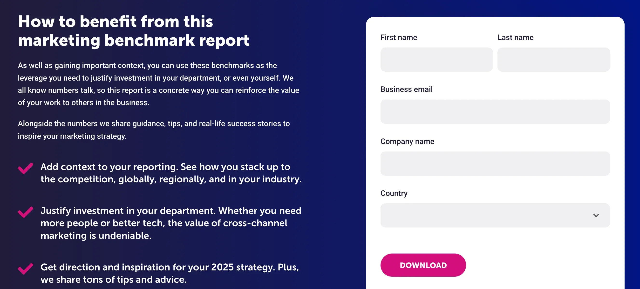 report landing page