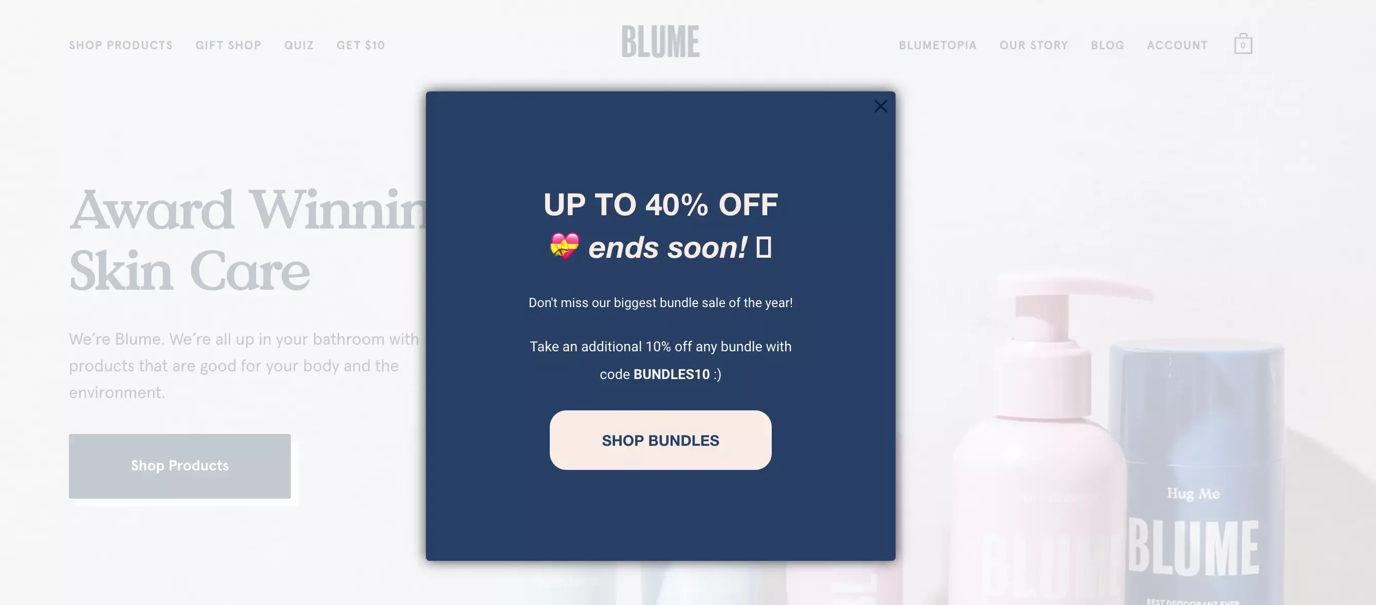 blume bundle popup