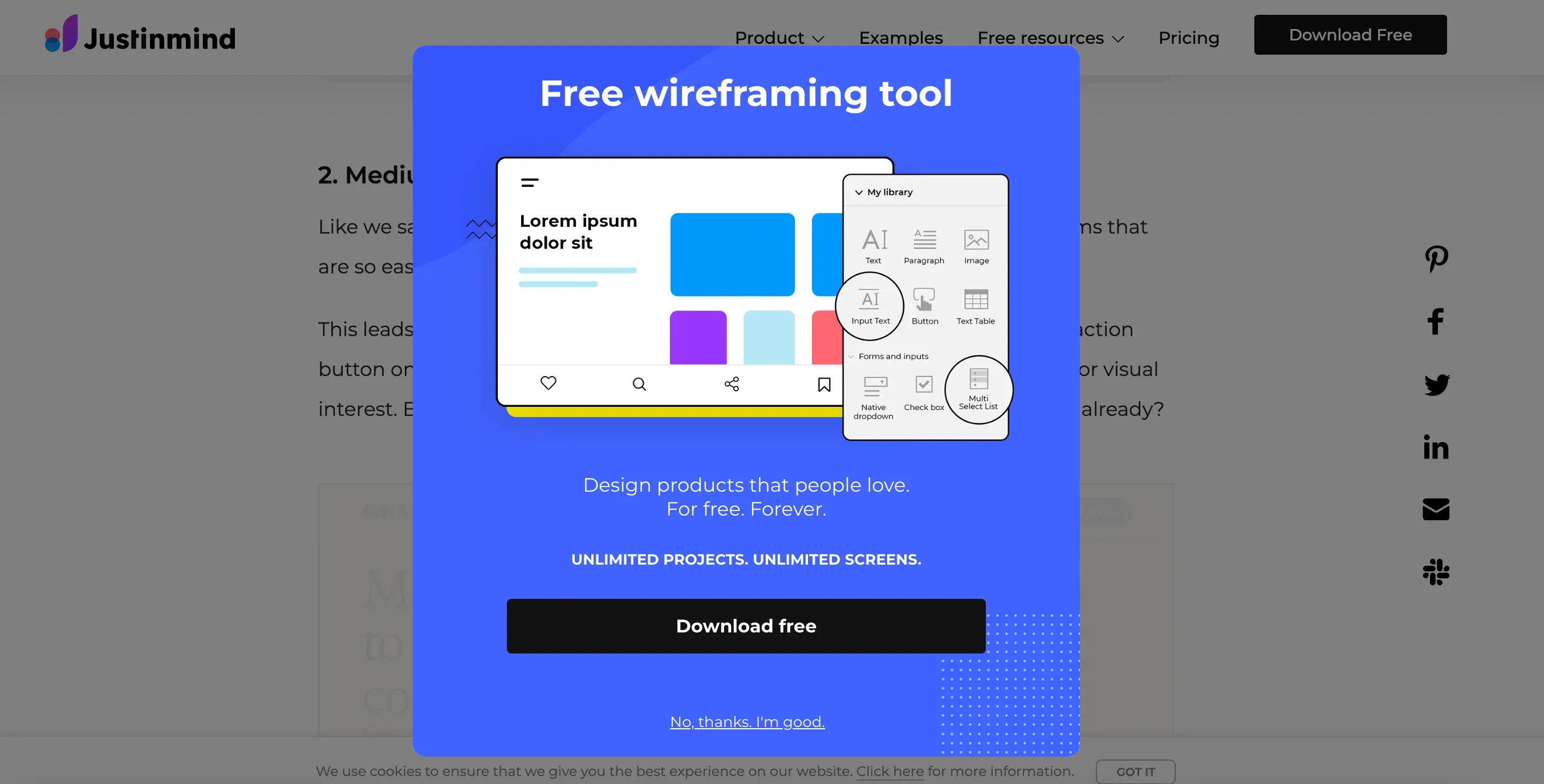 b2b popup with free tool