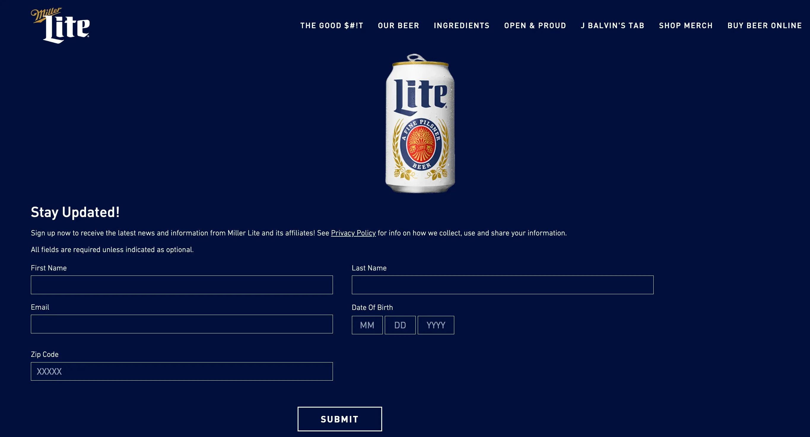 newsletter subscription page