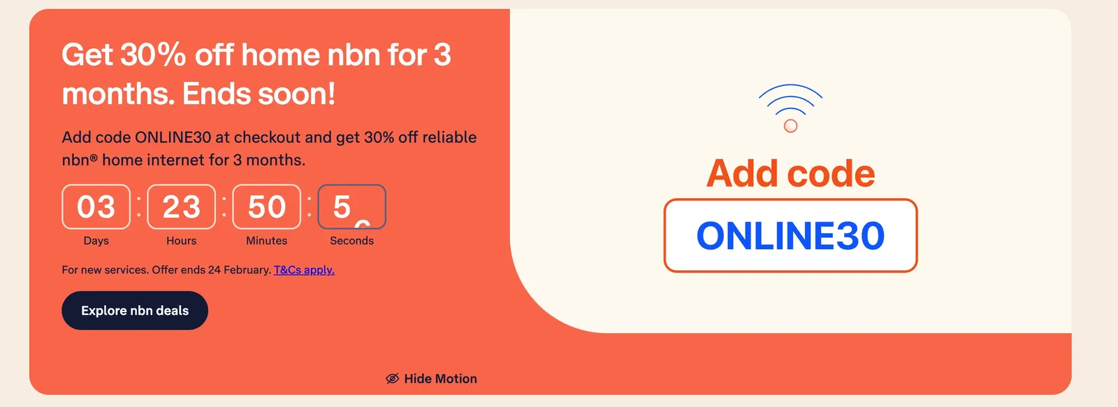 Telstra countdown campaign announcing the offer is about to expire