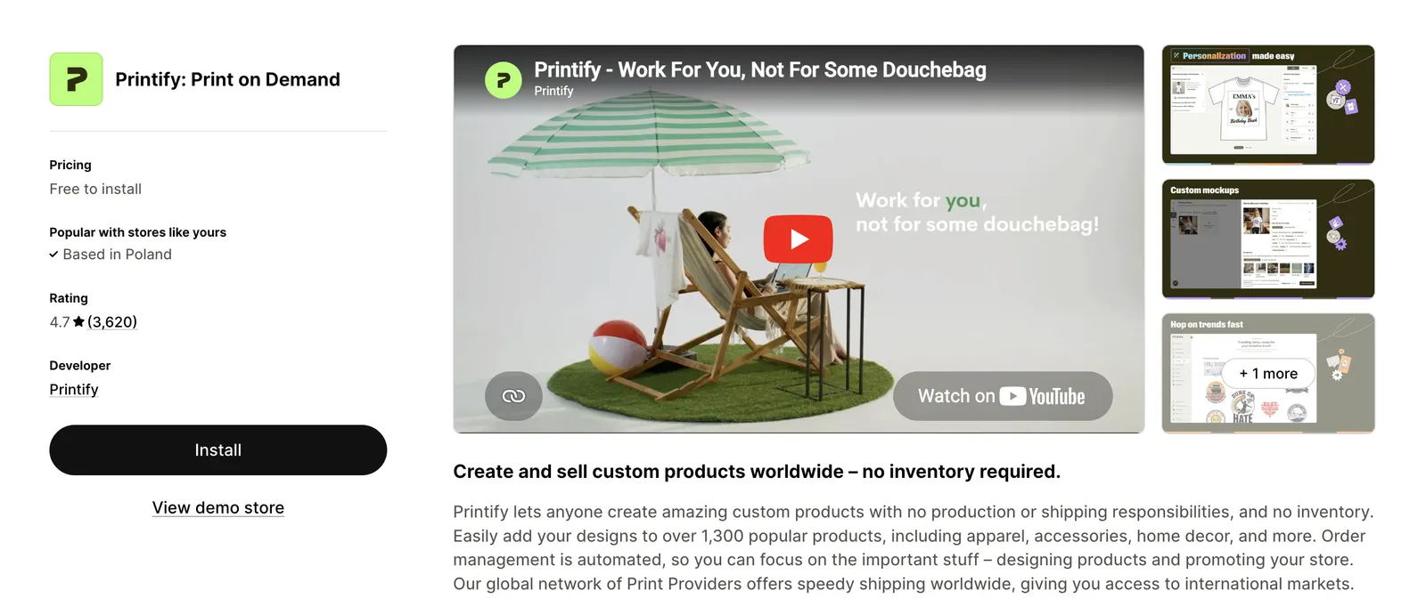 Printify print-on-demand app for Shopify
