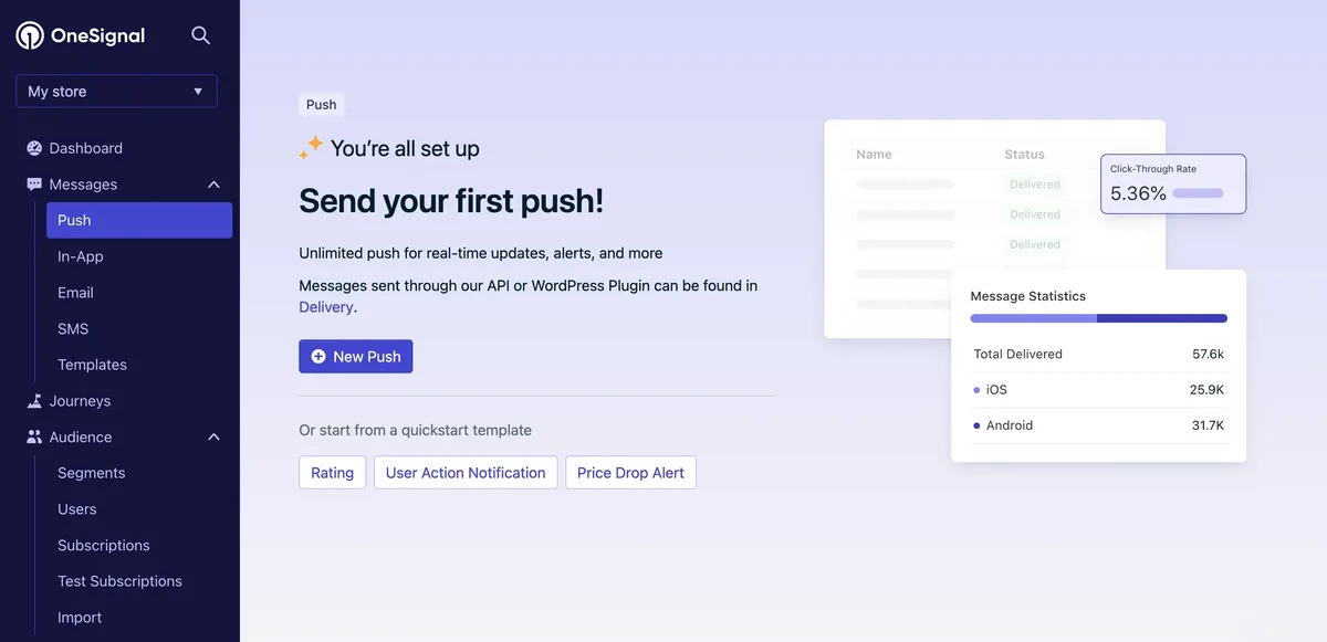OneSignal dashboard