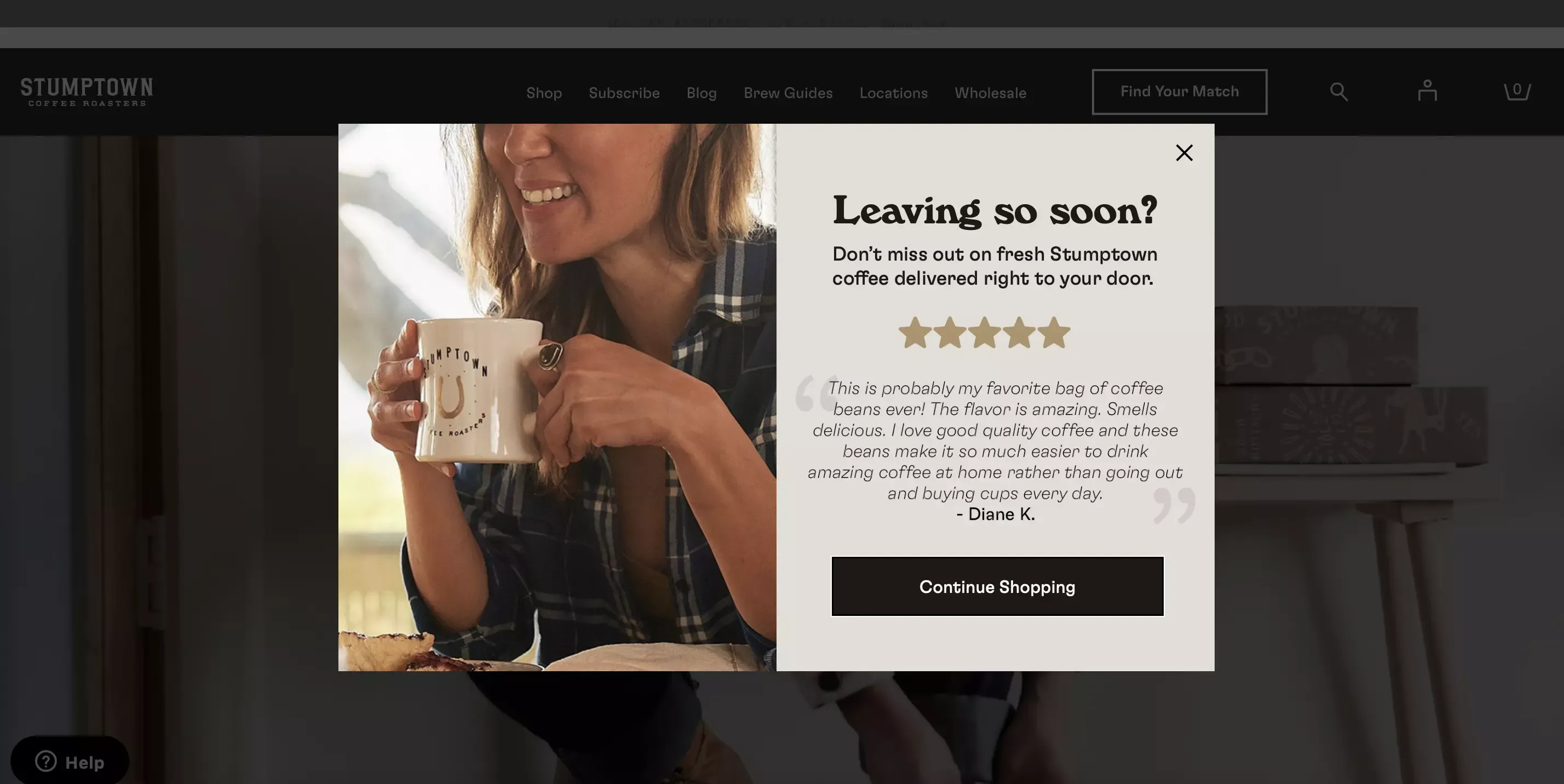 review in a popup