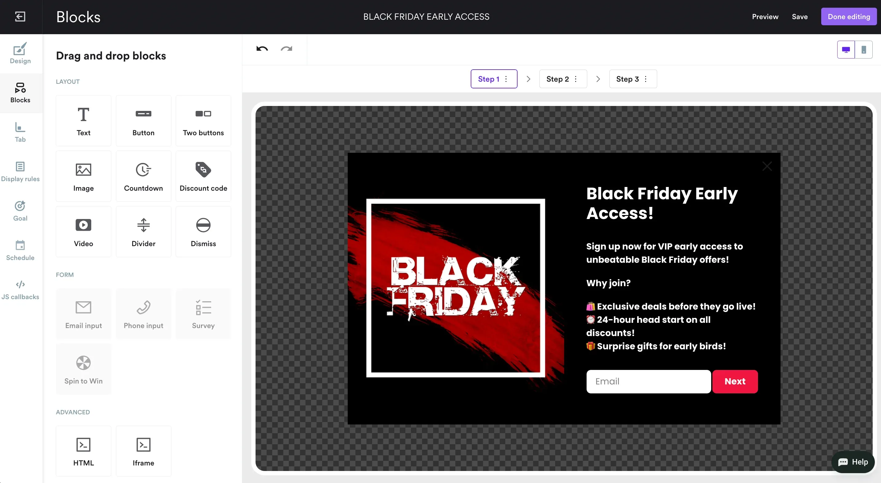 Black Friday early access campaign