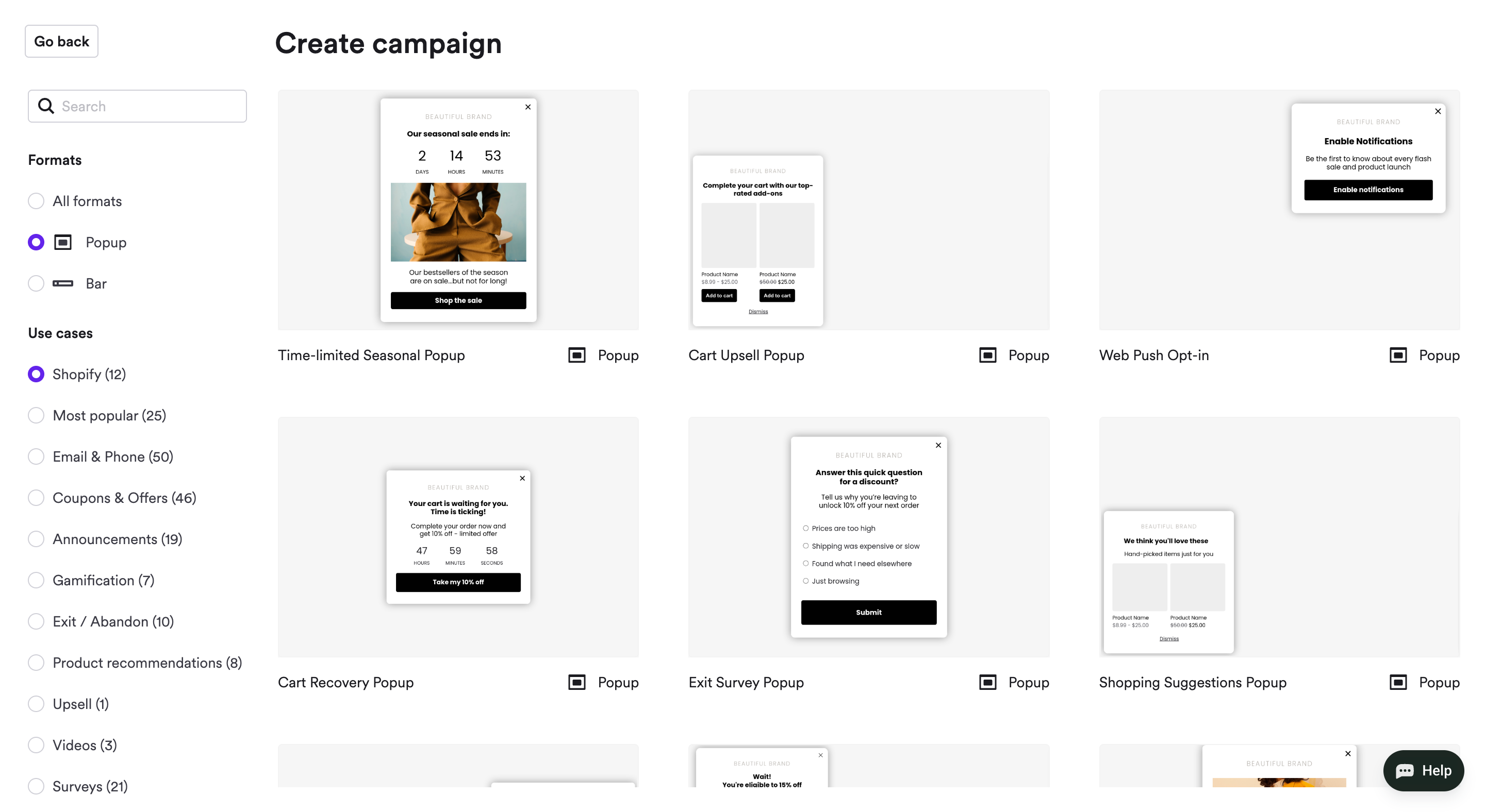 mobile popup gallery