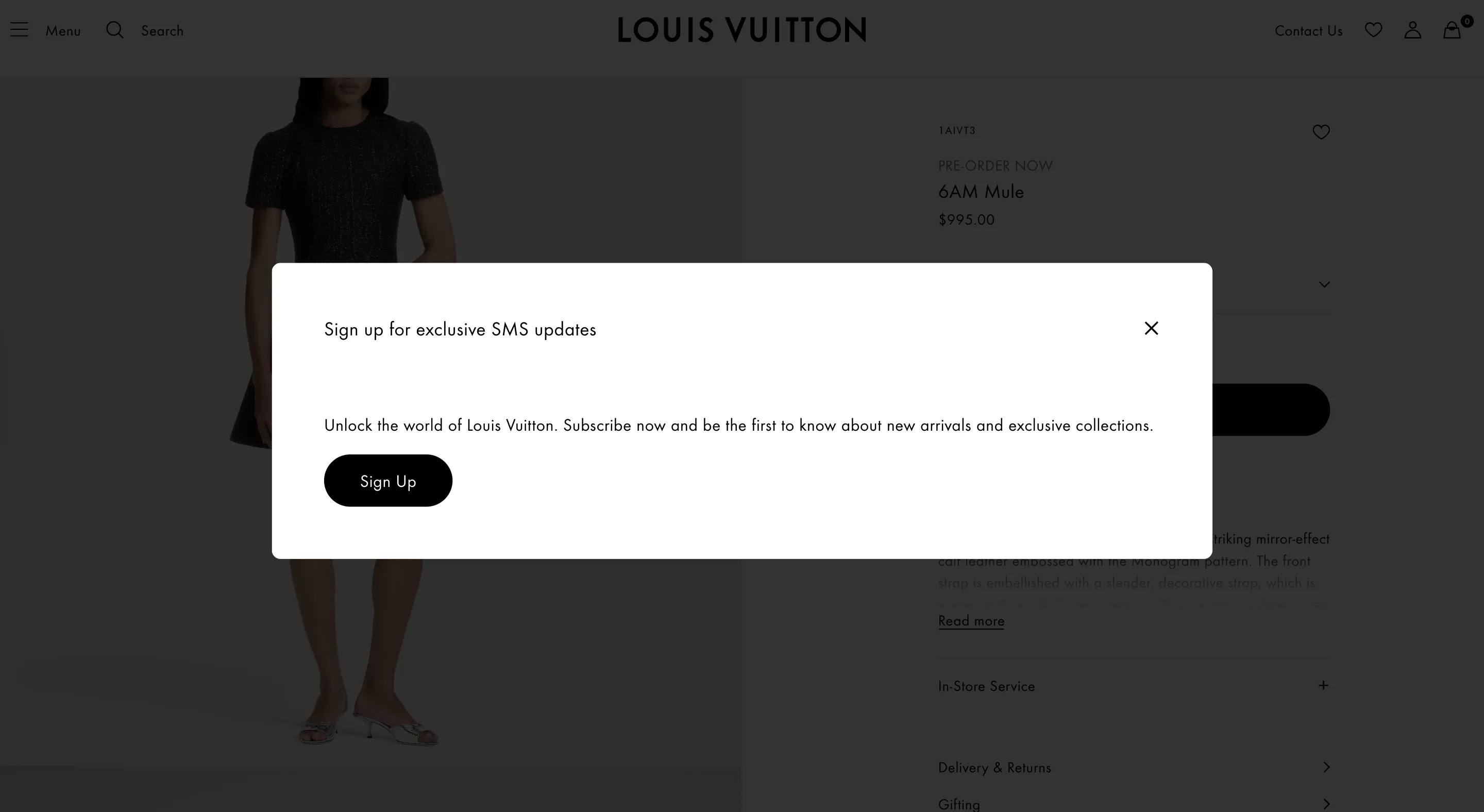 sms popup louis vitton