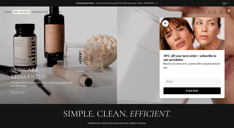 Email capture campaign on Aime