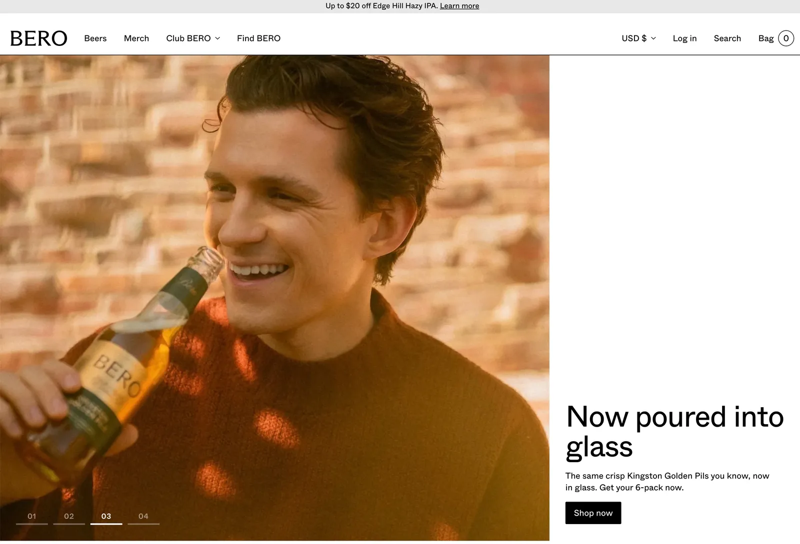 Bero Shopify store homepage