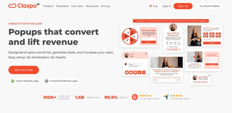 Claspo on the Shopify App Store